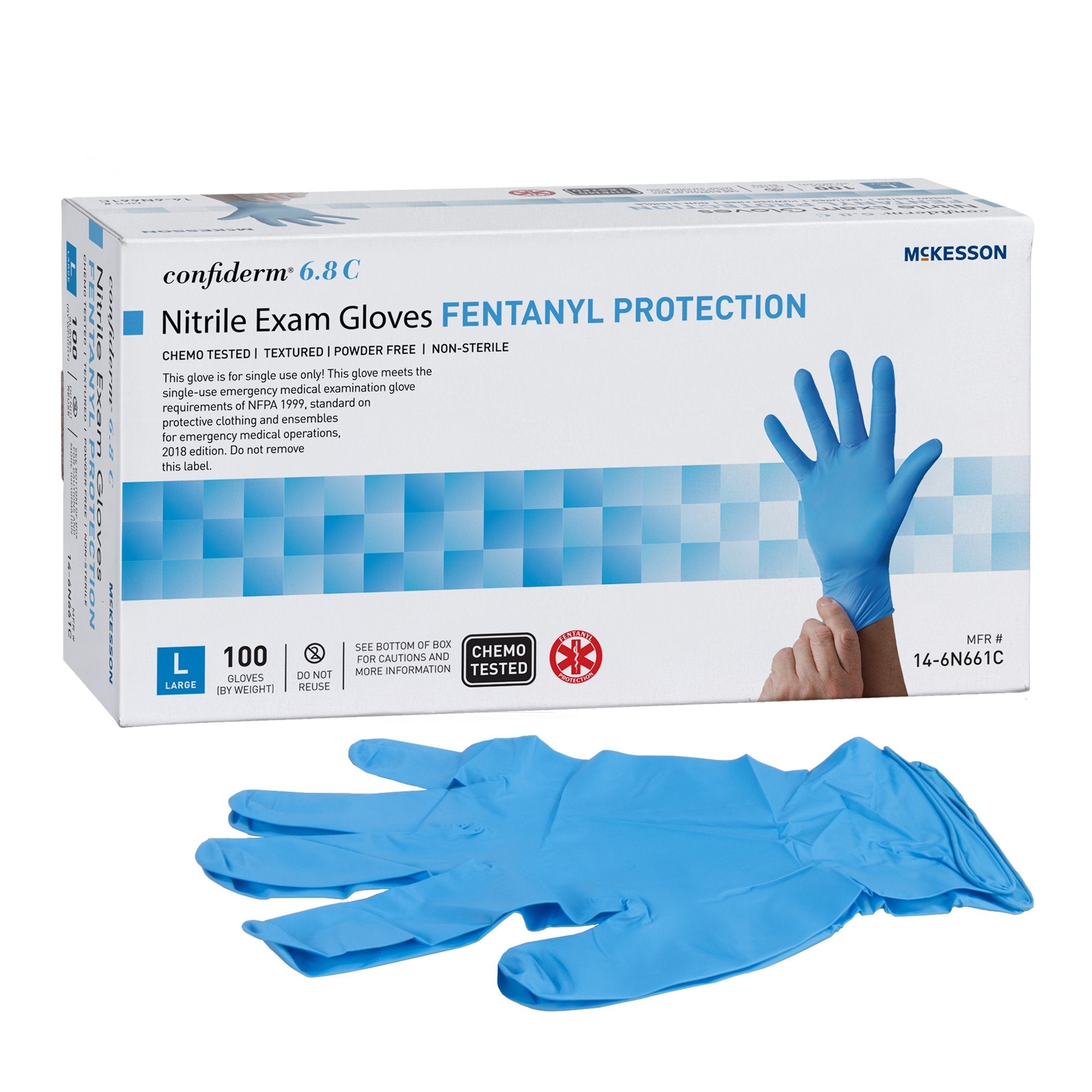 McKesson Confiderm® 6.8C Nitrile Exam Glove, Large, Blue (100 Units)