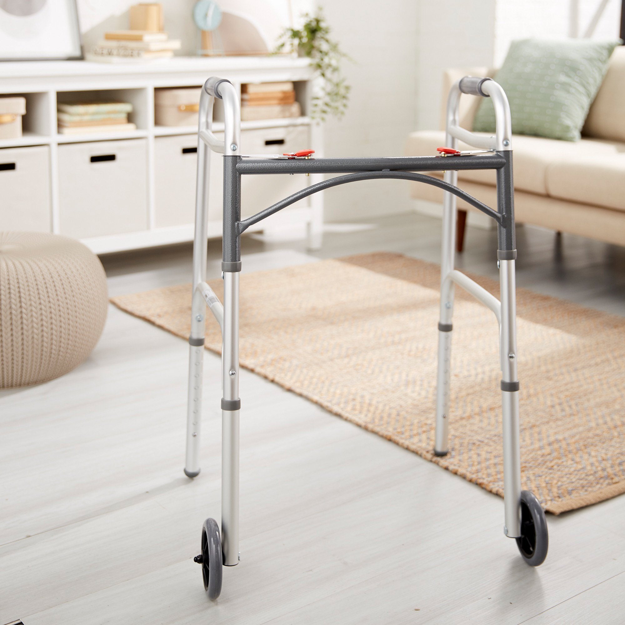 McKesson Folding Walker with Adjustable Height - Lightweight, 350lb Capacity