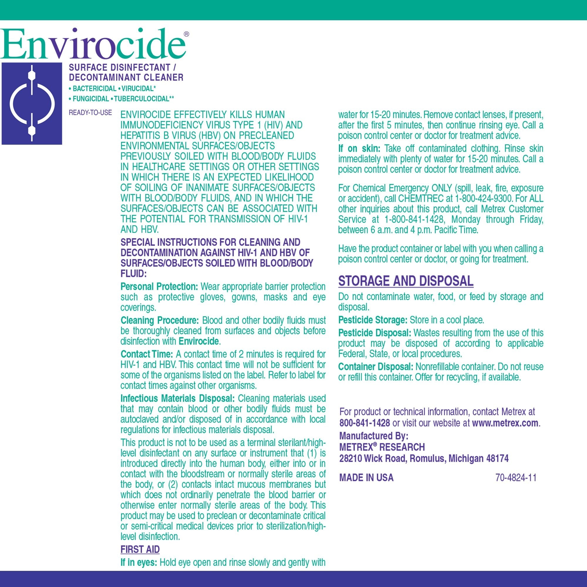 Envirocide® Surface Disinfectant Cleaner (4 Units)