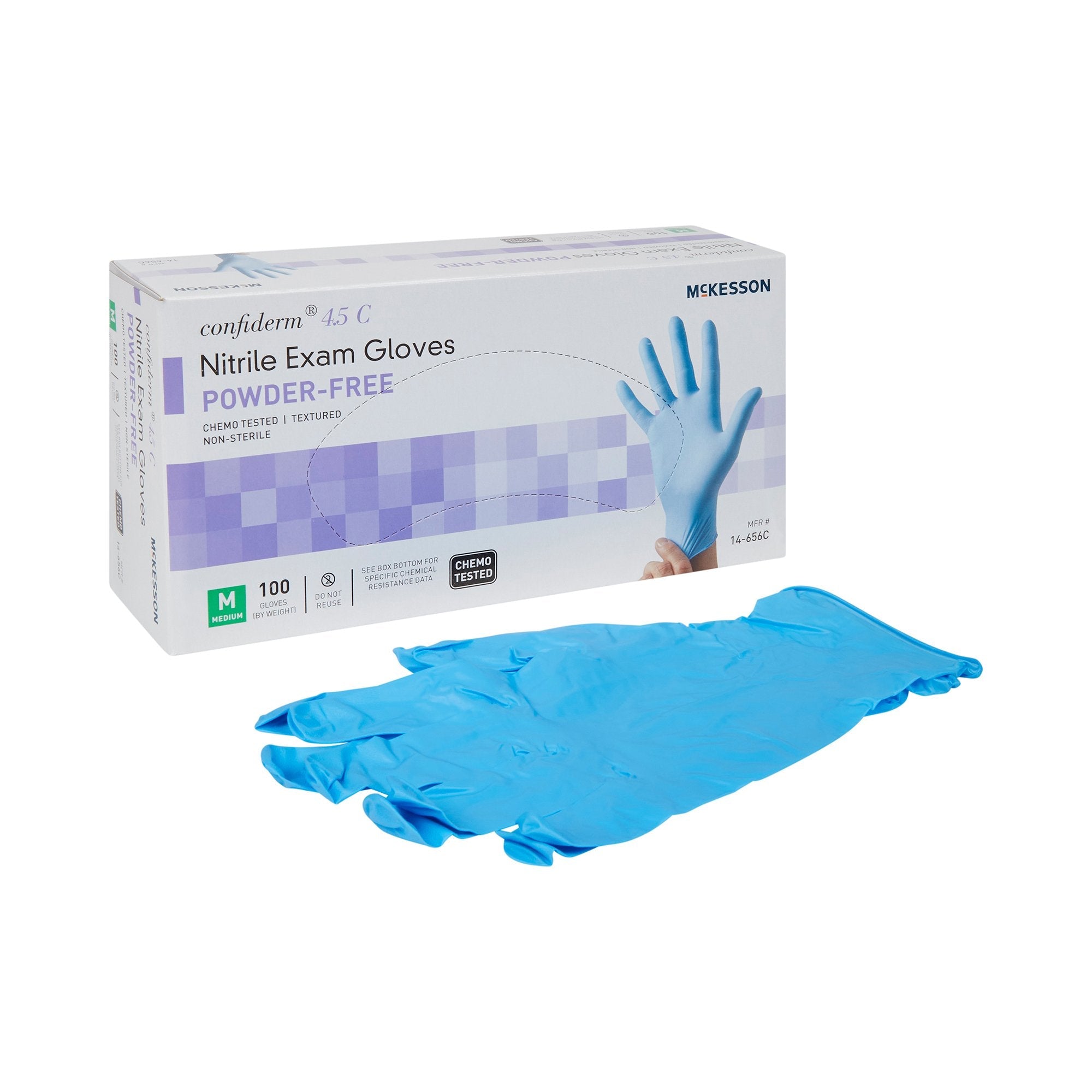 McKesson Confiderm 4.5C Nitrile Exam Gloves, Medium, Blue - 100 Pack