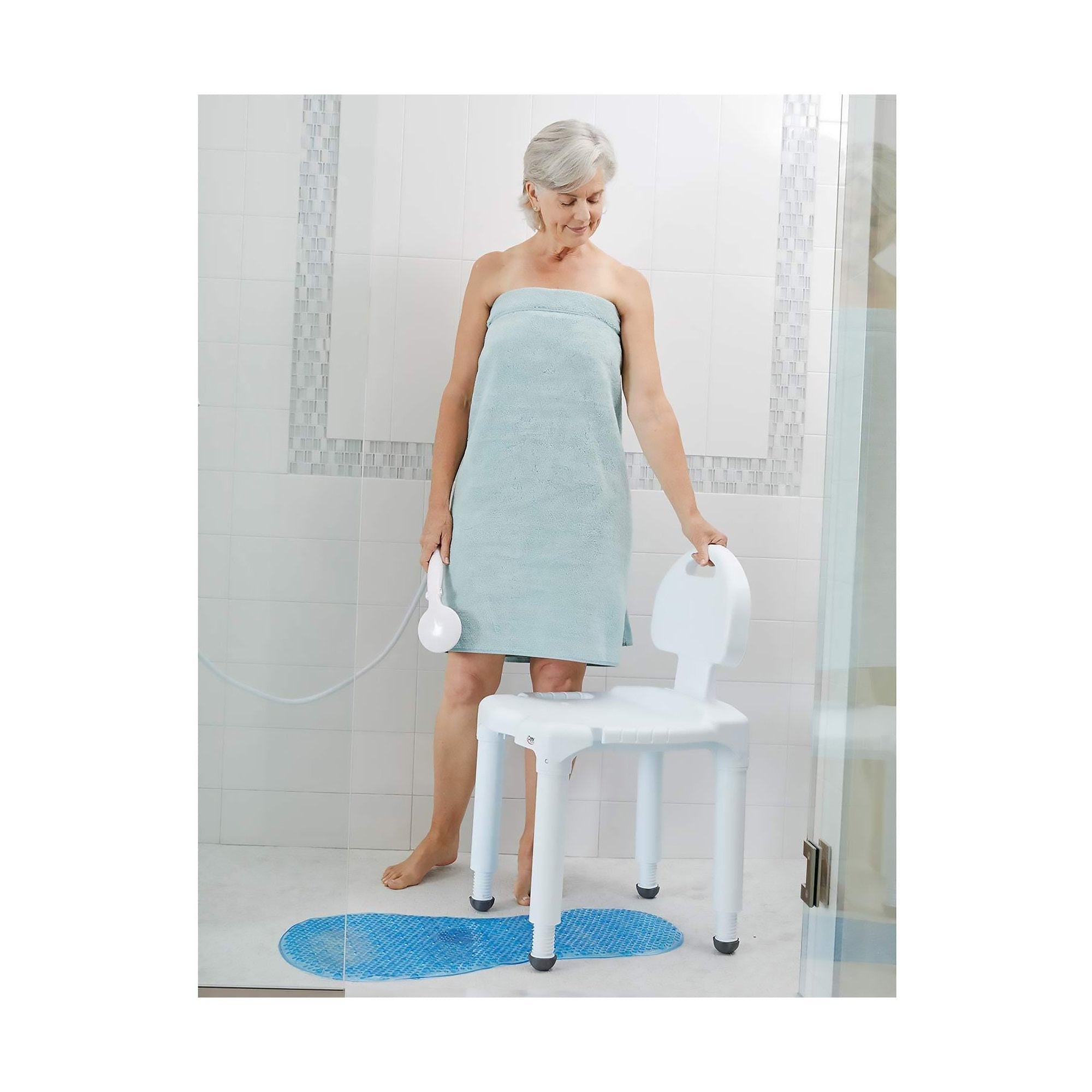 Carex Universal Bath Seat with Back, 400-lb Capacity (1 Unit)