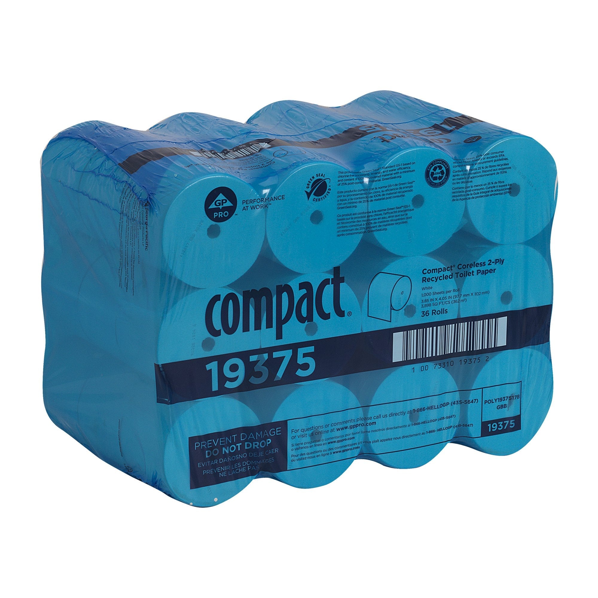 Compact® Coreless 2-Ply Toilet Tissue, 1000 Sheets Eco-Friendly Roll