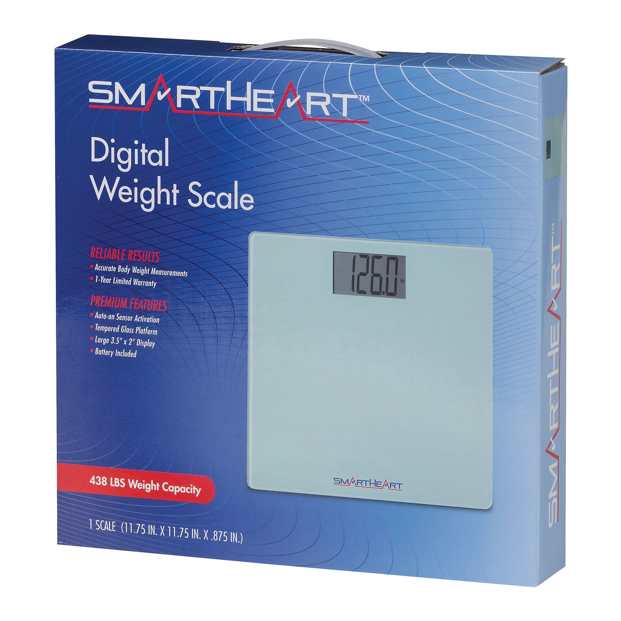 SmartHeart Digital Scale, Bathroom Floor Body Scale, 438 lbs Capacity (1 Unit)