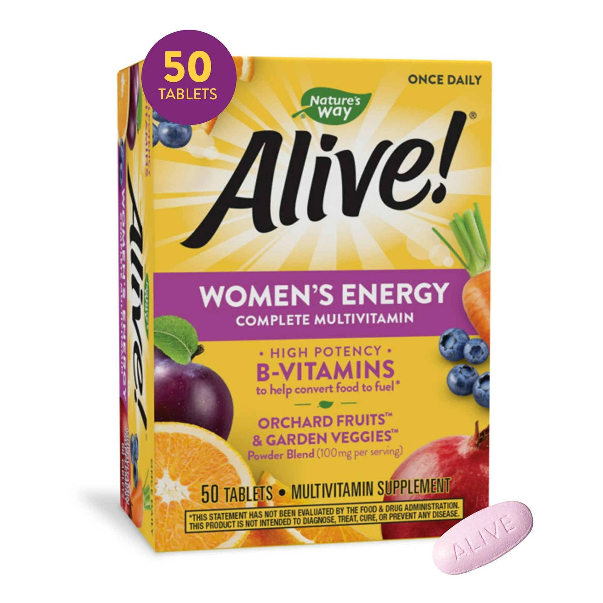 Multivitamin Supplement Alive!® Women’s Energy Complete Vitamin A / Vitamin C 900 mcg / 90 mg Strength Tablet (50 Units)