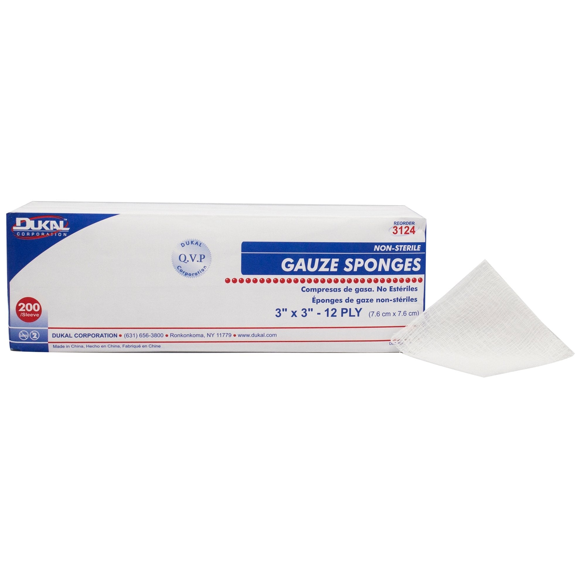 Dukal™ Nonsterile Gauze Sponge, 3 x 3 Inch (200 Units)