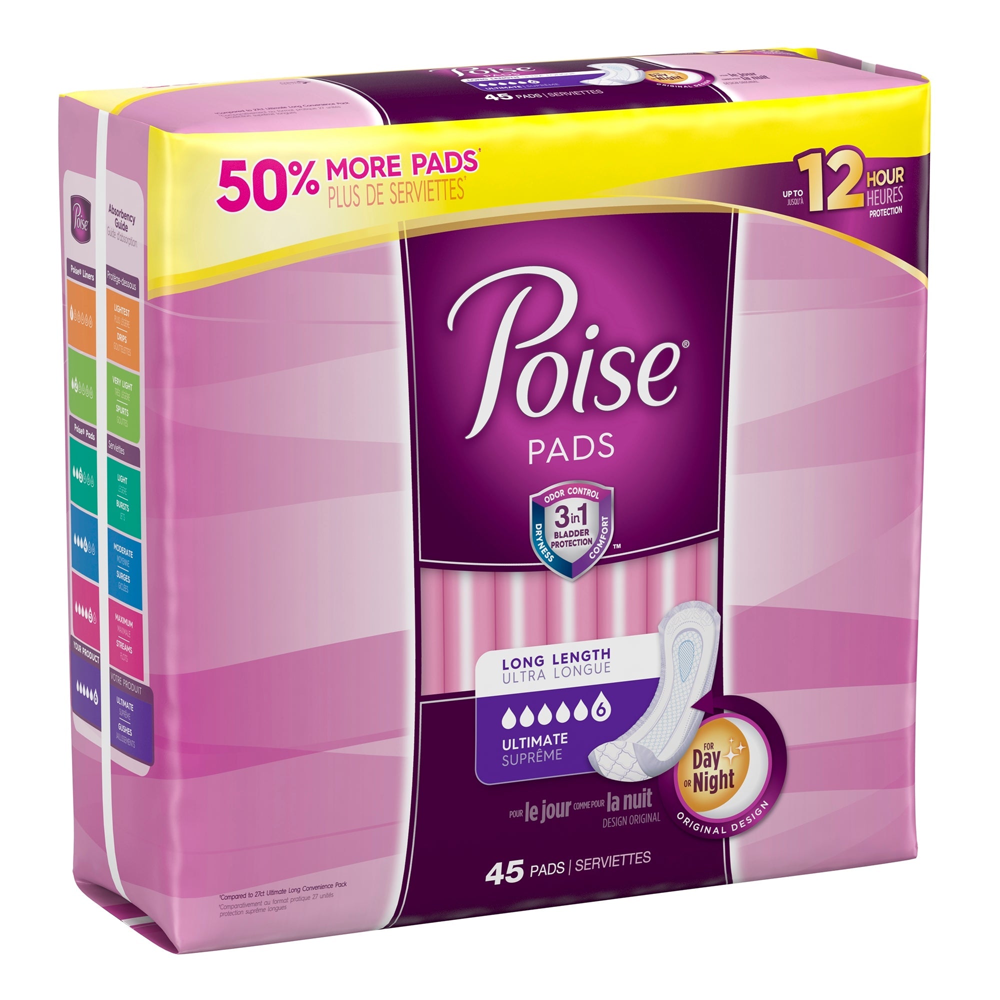 Poise Bladder Control Pads, 15.9" Heavy Absorbency, 45 Count