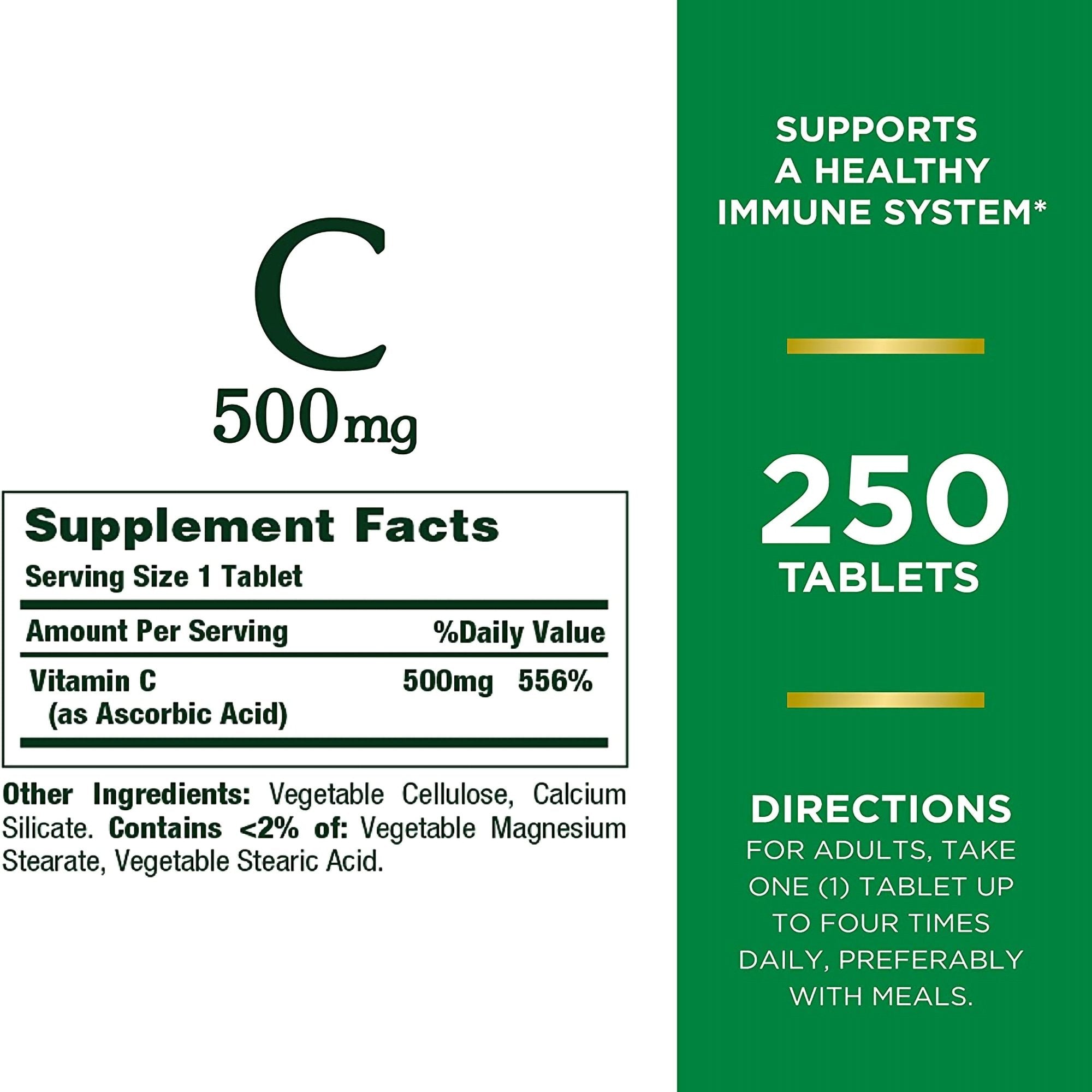 Vitamin C Supplement Nature's Bounty® 500 mg Strength Tablet 250 per Bottle (1 Unit)