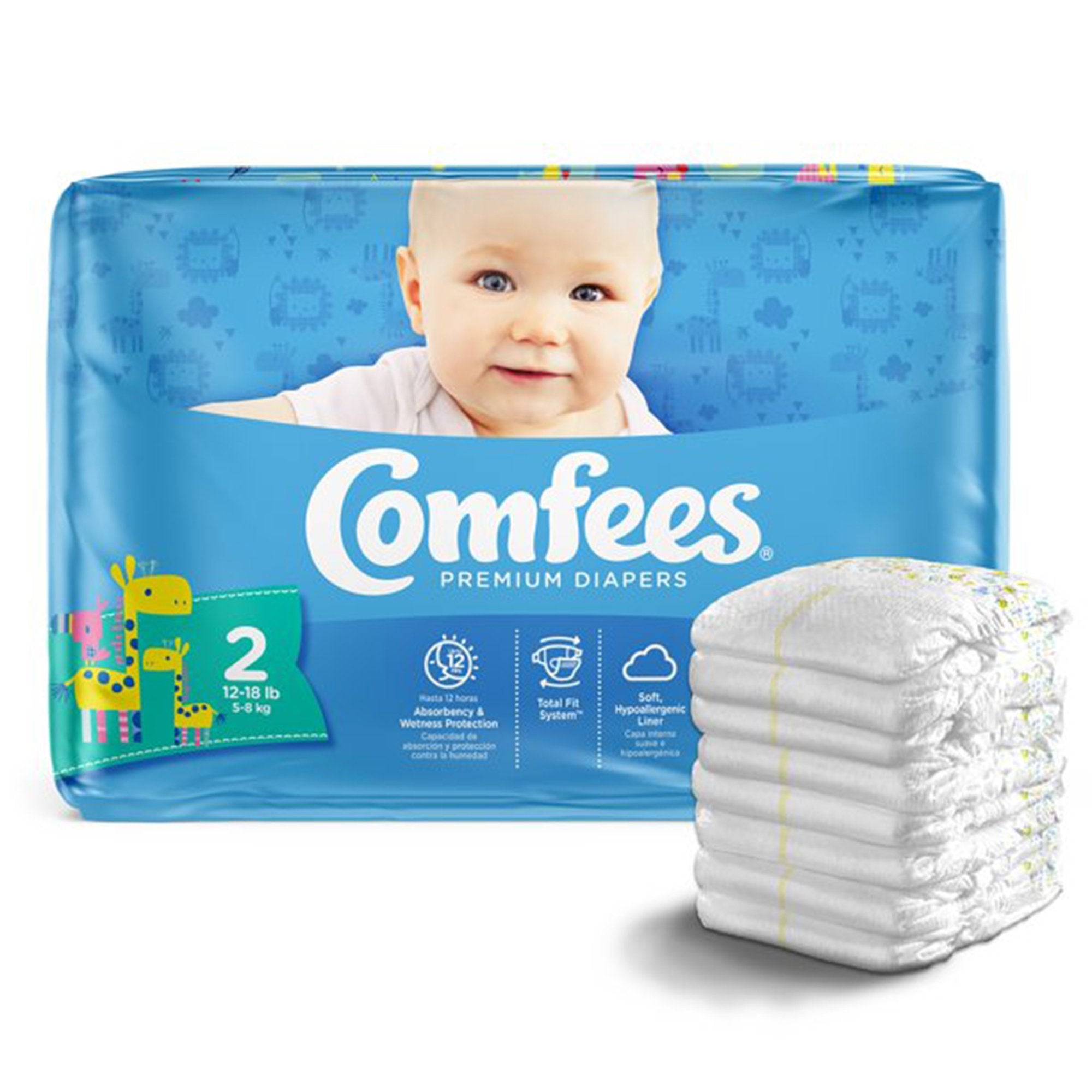 Attends Comfees Premium Baby Diapers, Unisex, Tab Closure, Size 2 (42 Units)