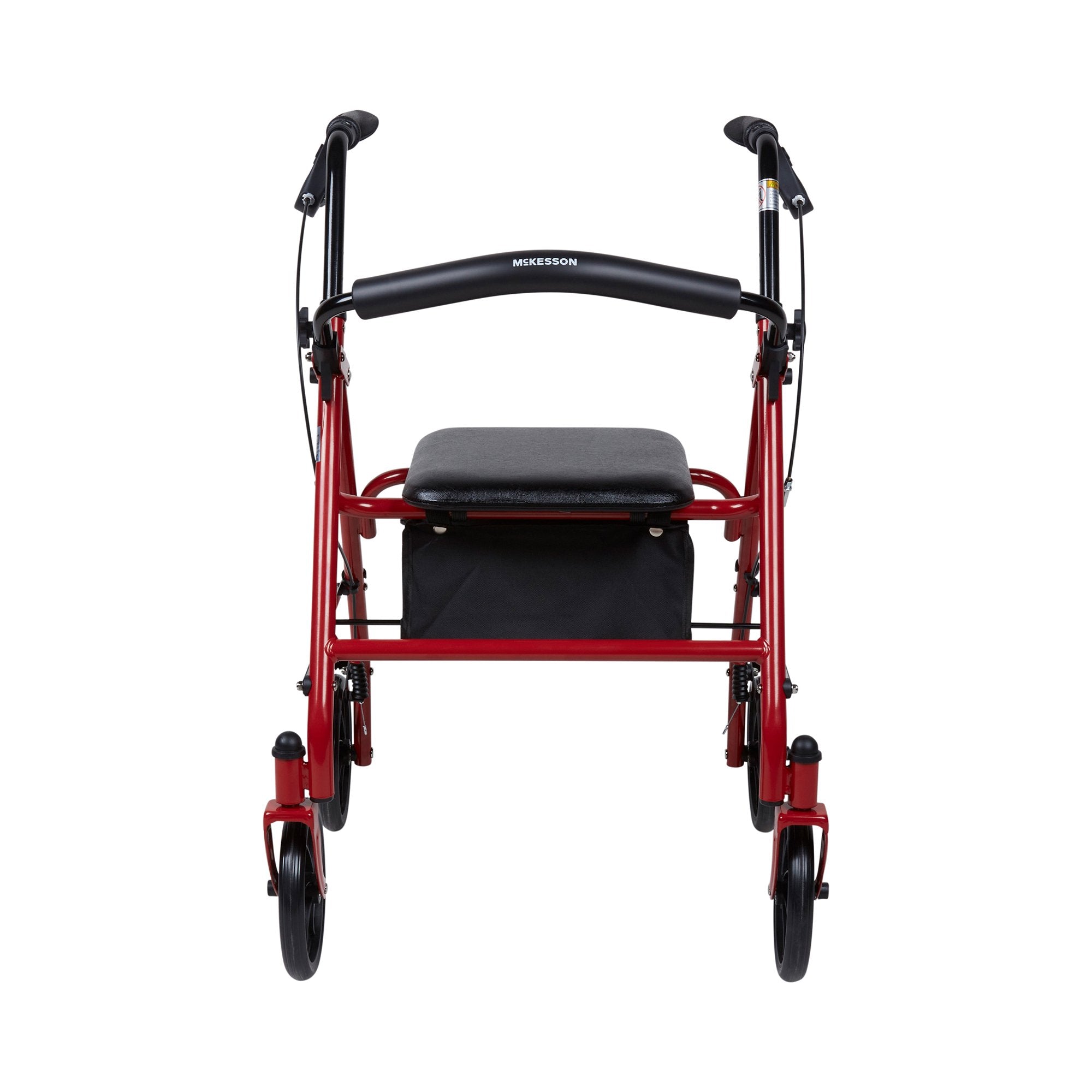 McKesson Folding Steel Four-Wheel Rollator, 12-Inch Seat Width, Red (1 Unit)