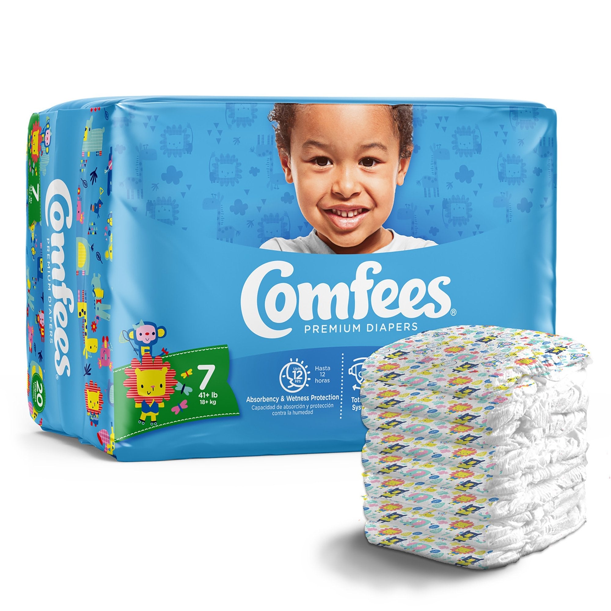 Comfees Premium Baby Diapers, Size 7, 20-Pack, DriNite Protection