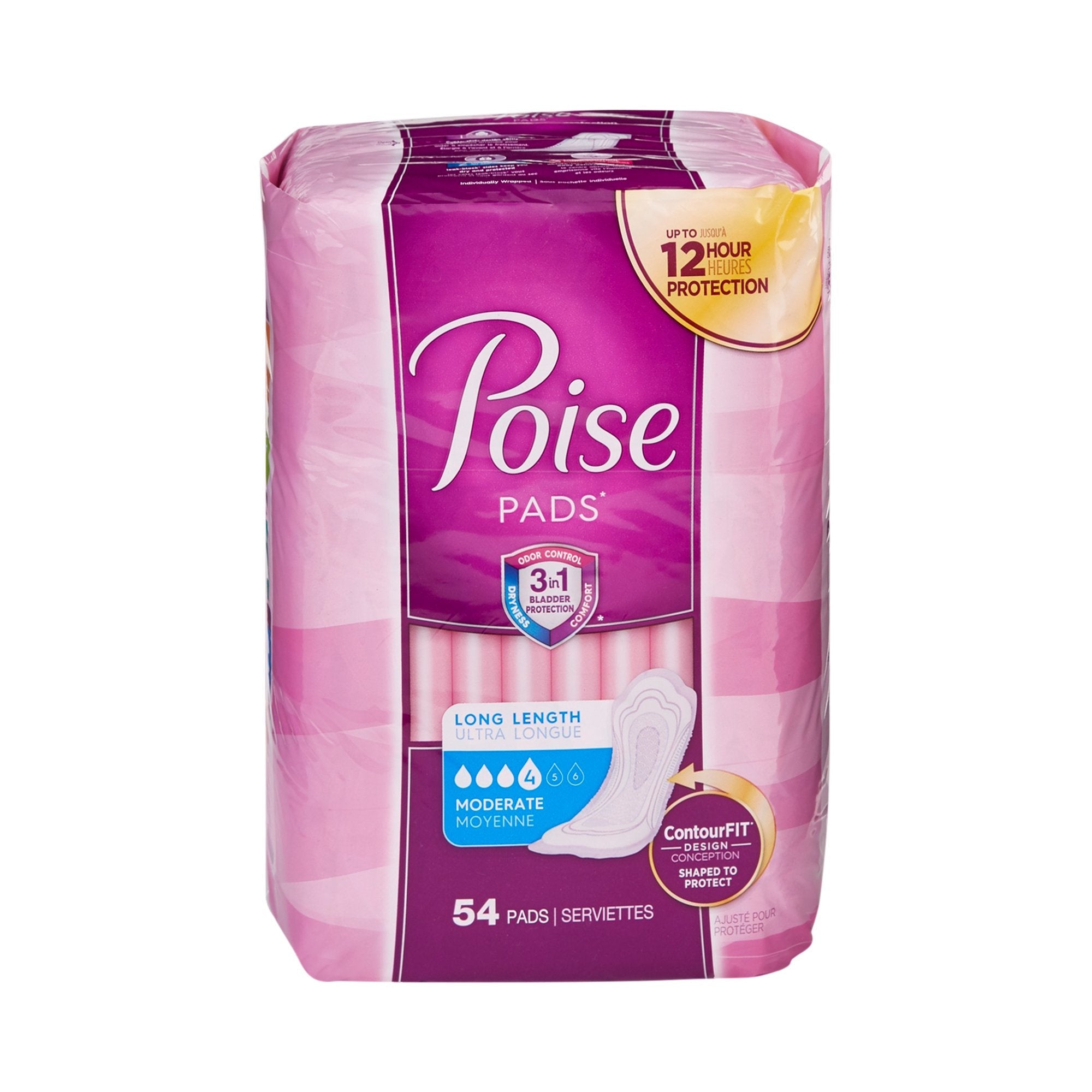 Poise Bladder Control Pads, Adult Women, Moderate Absorbency, Disposable, 12.20" Length (108 Units)