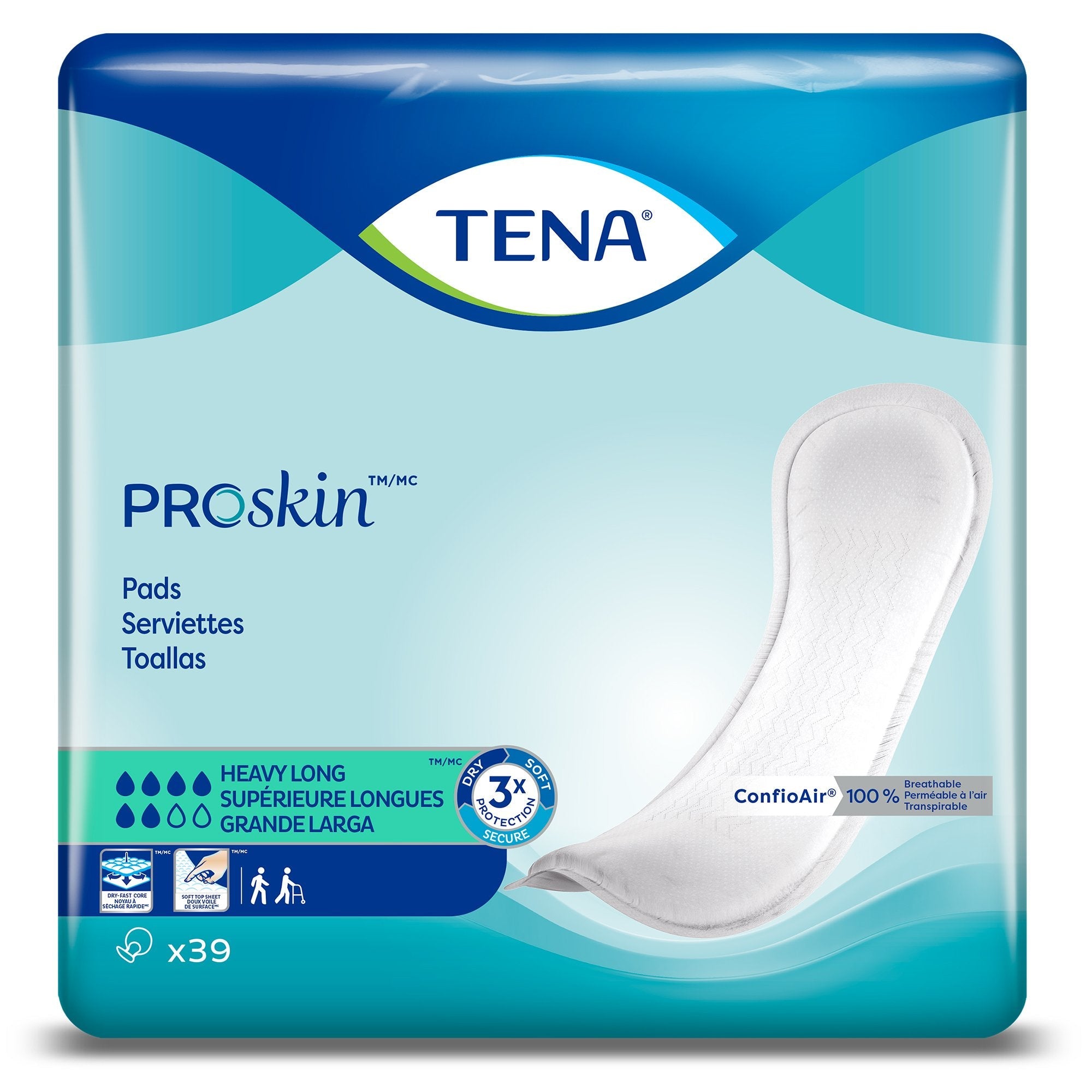 TENA Bladder Control Pads, Heavy Absorbency, Dry-Fast Core, One Size Fits Most, Unisex, 15 Inch Length (39 Units)