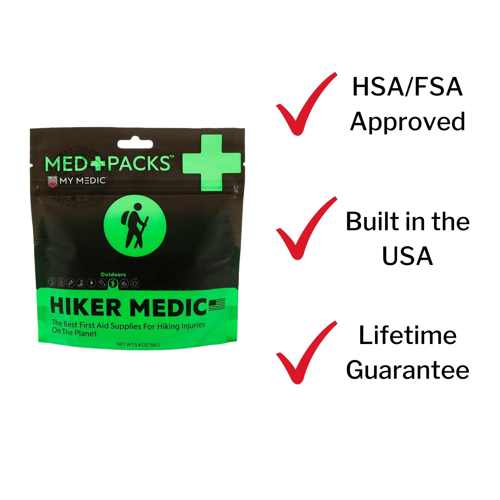 My Medic Med Packs First Aid Kit for Hikers – Outdoor Injury Supplies in Portable Pouch (1 Unit)