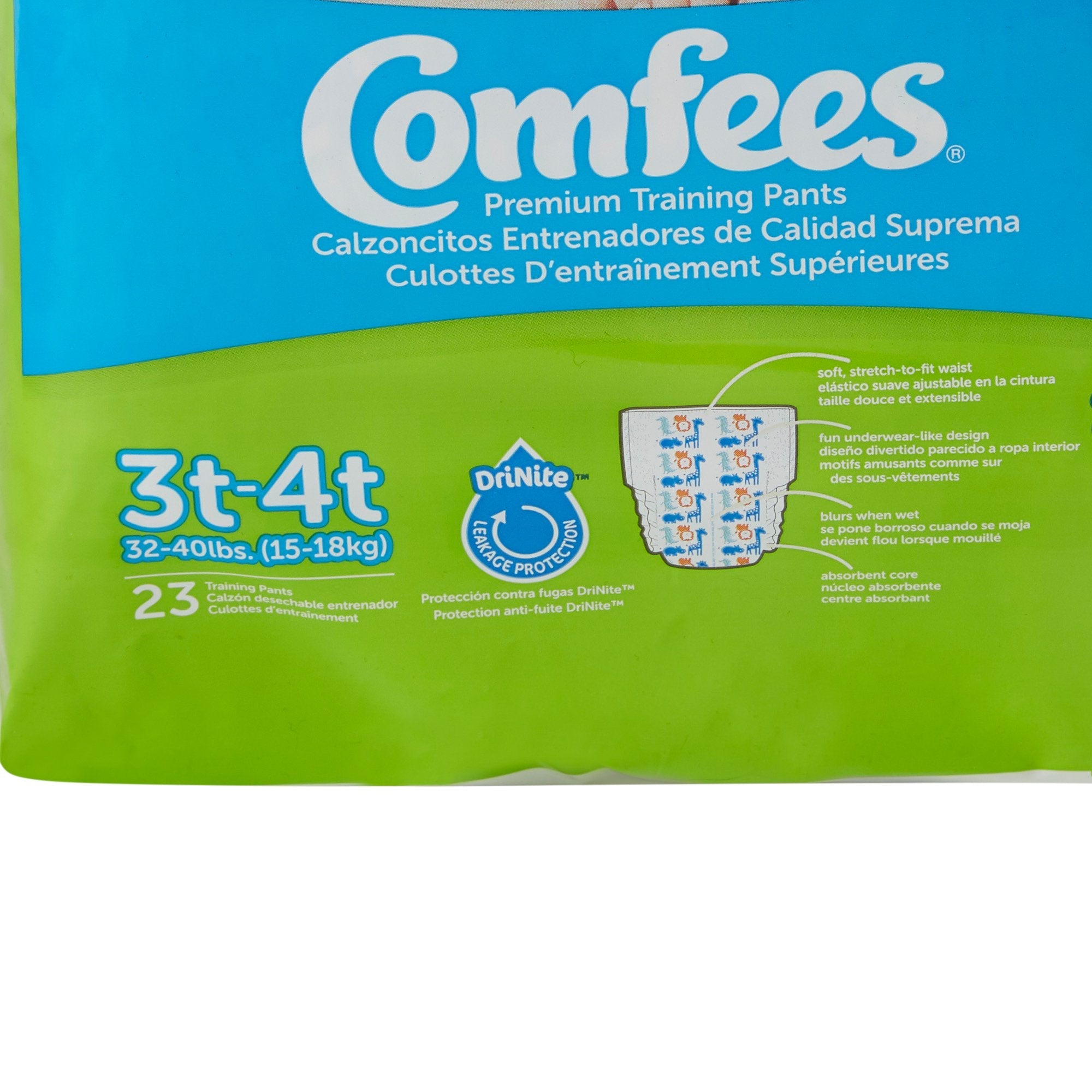 Comfees Training Pants, 12-Hour Protection, Male Toddler, 3T-4T, 32 to 40 Lbs (23 Units)