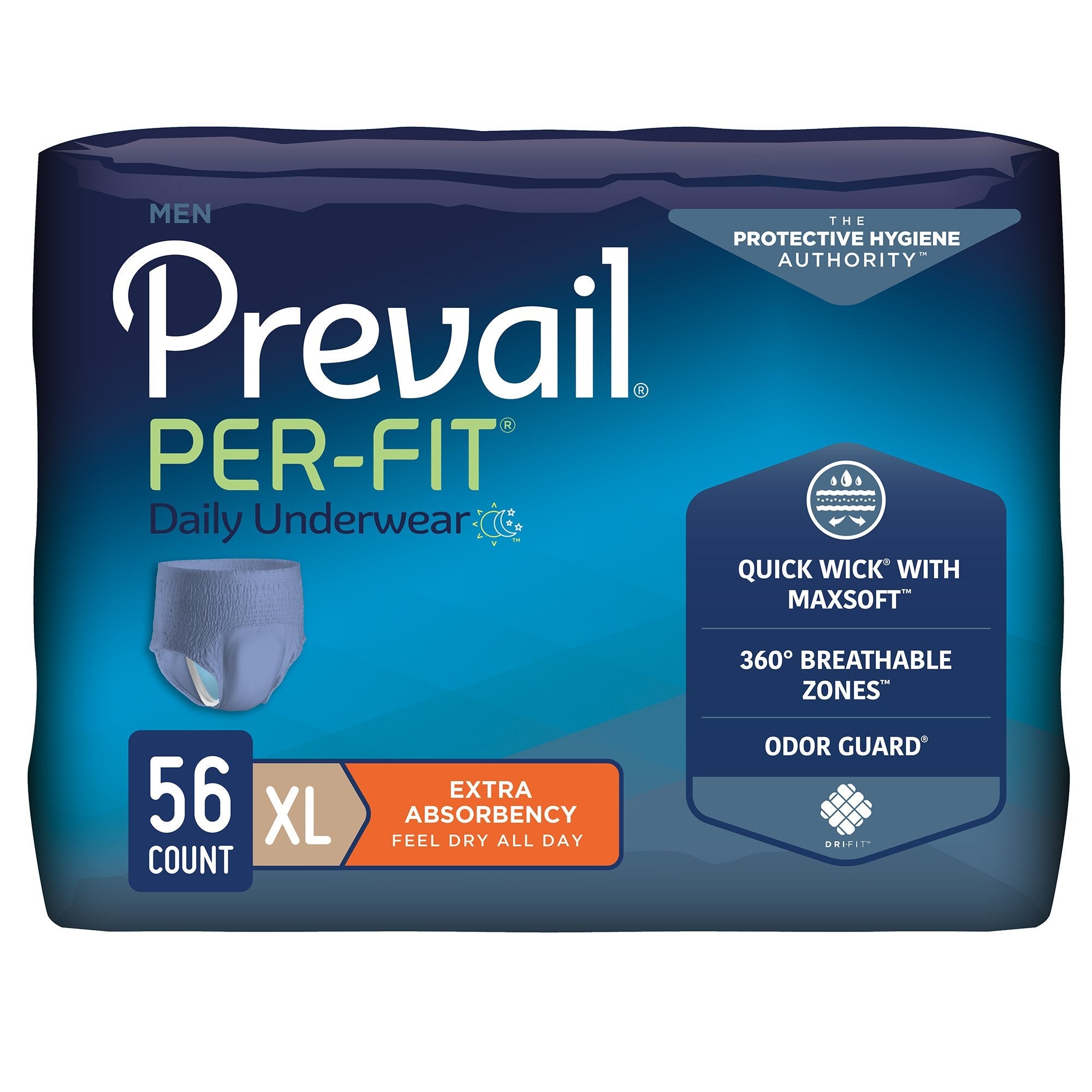 Prevail® Per-Fit® Men Adult Moderate Absorbent Underwear, X-Large, White (14 Units)