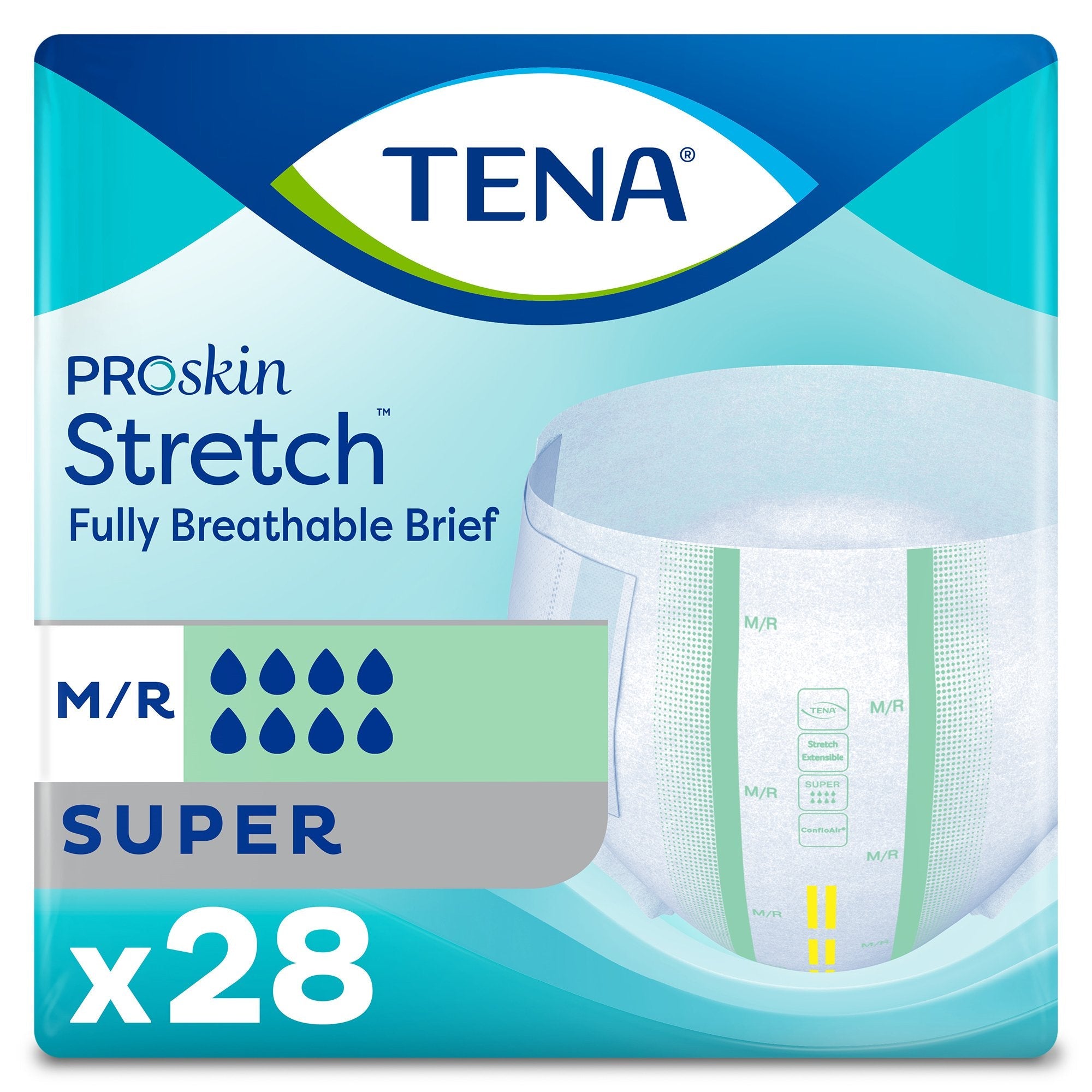 Tena ProSkin Stretch Super Medium Incontinence Briefs, Breathable & Odor Control