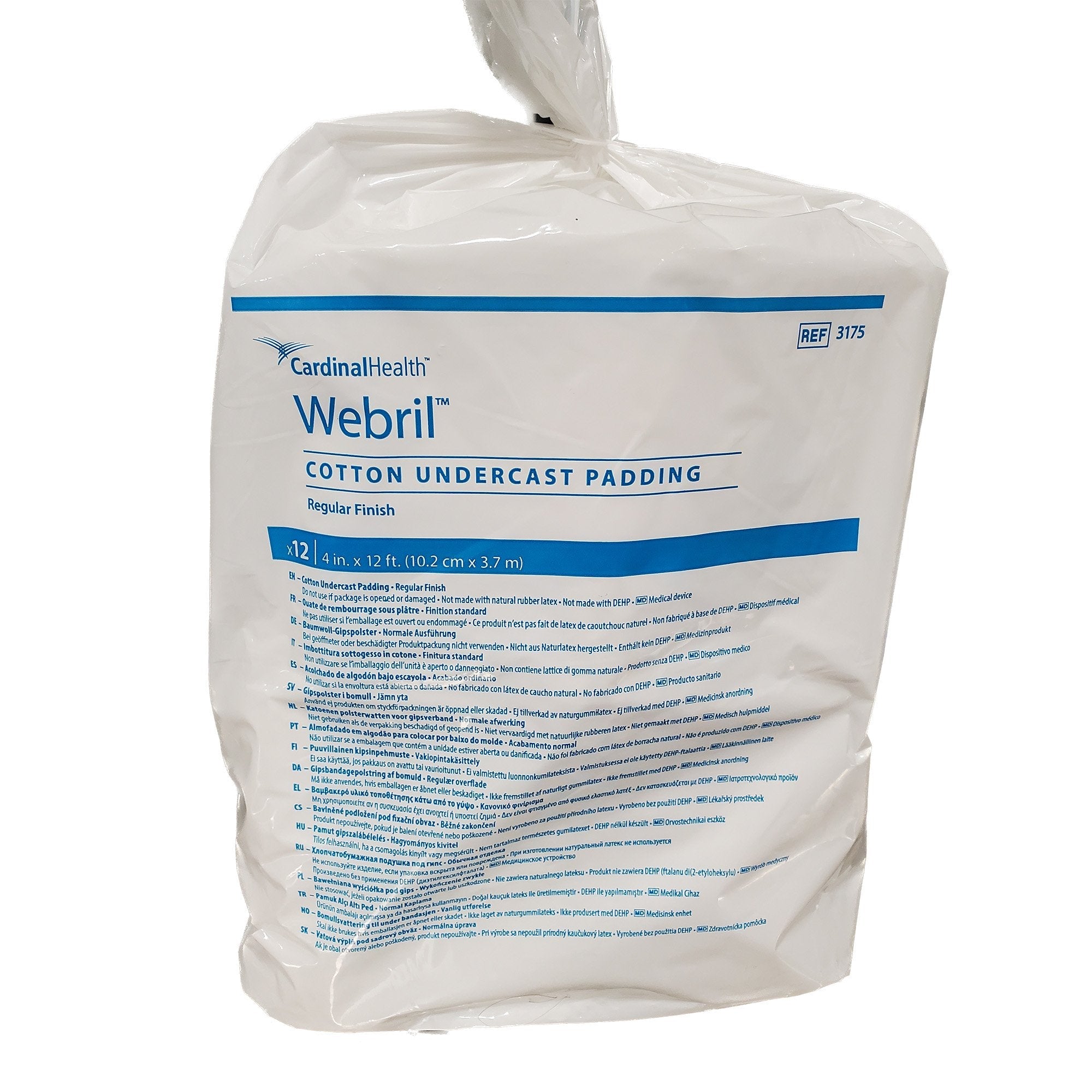 Webril™ Undercast Cotton Cast Padding, NonSterile, 4 Inch x 4 Yard (12 Units)