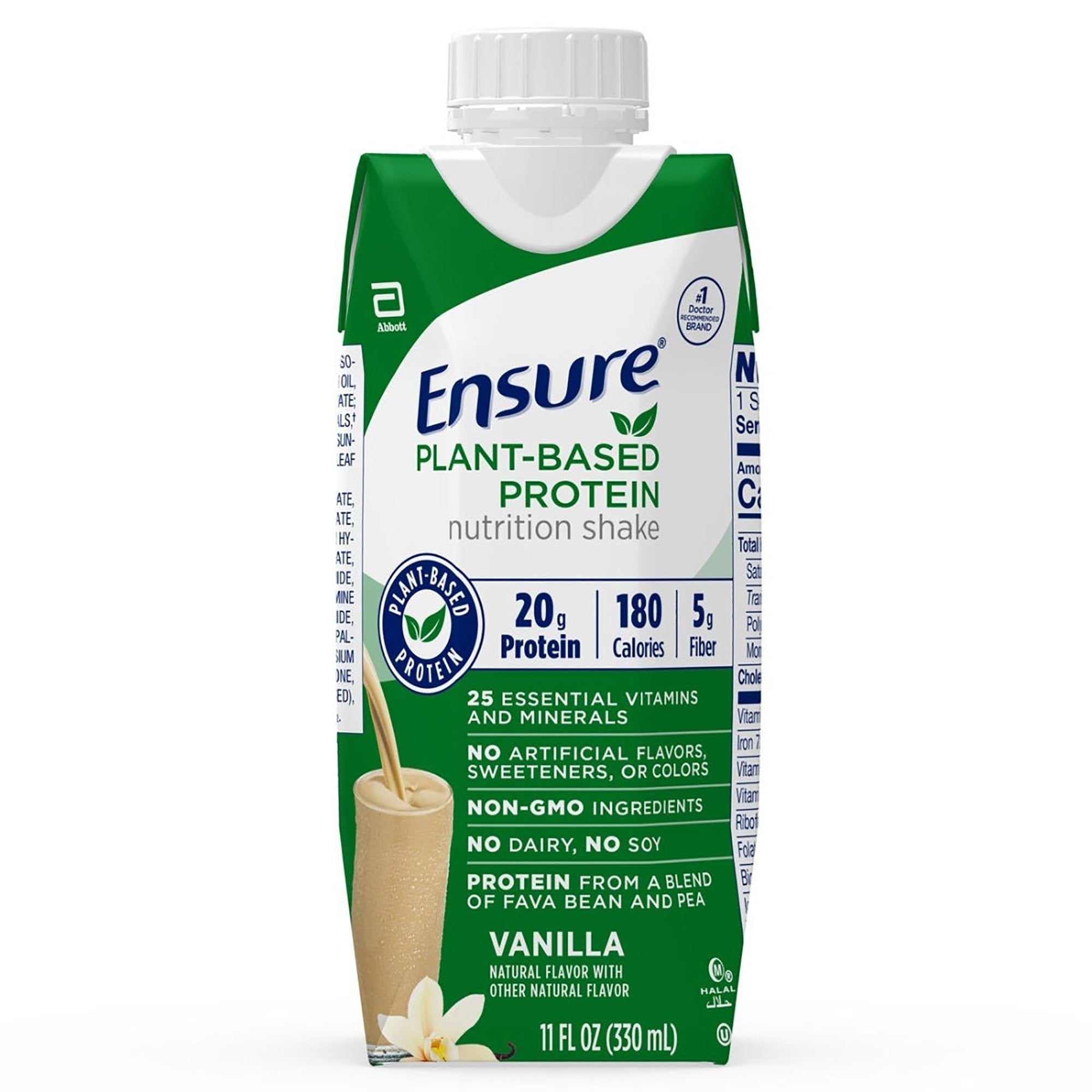 Ensure® Plant Based Protein Nutrition Shake, Vanilla, 11-ounce carton (4 Units)