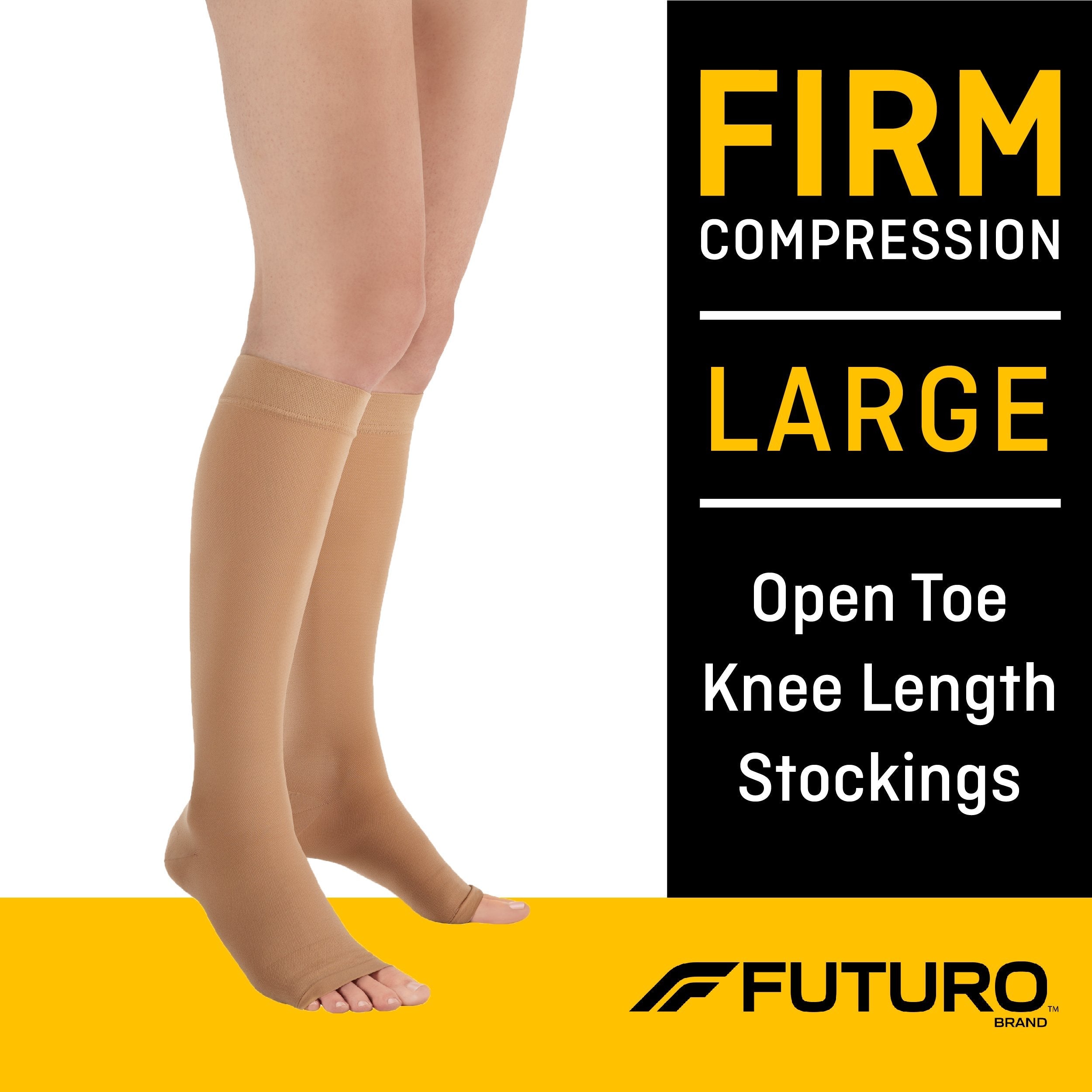 3M™ Futuro™ Compression Stockings, Open Toe, Firm Compression, Unisex, Large, Beige, Knee High (12 Units)