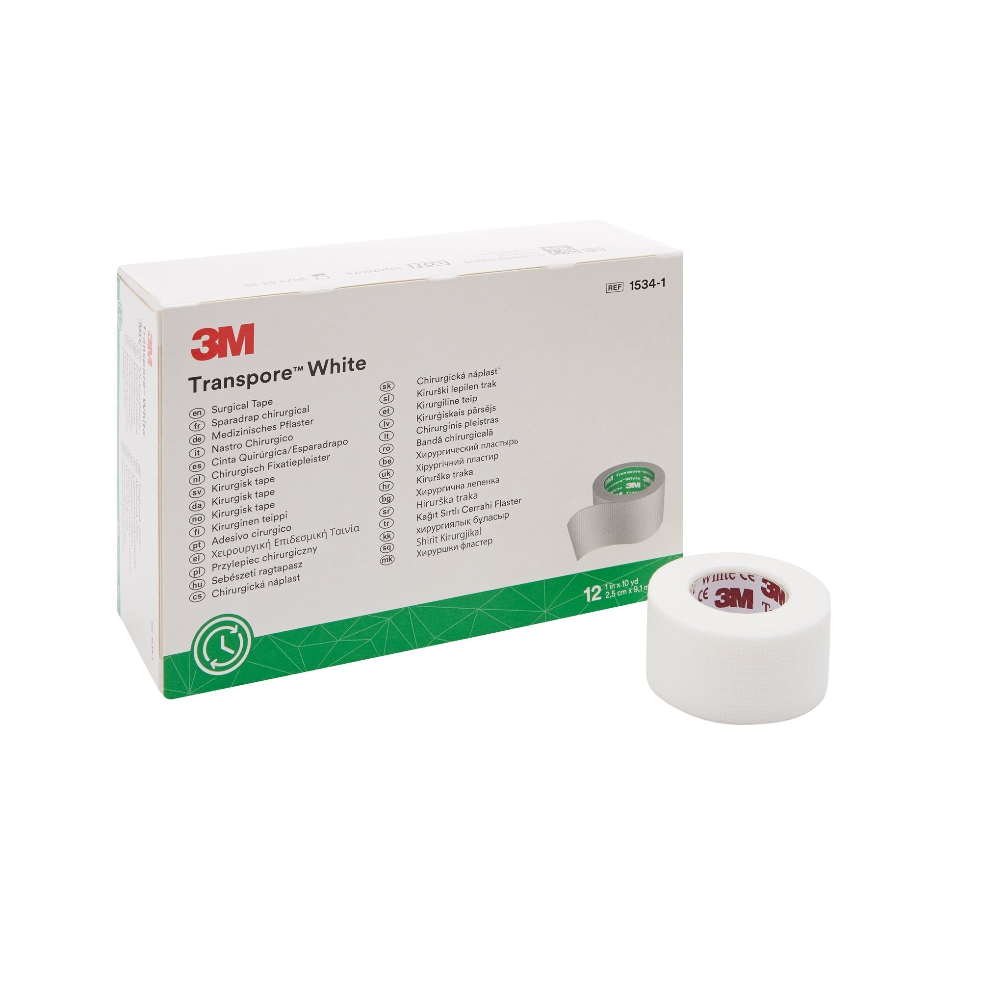 3M™ Transpore™ Plastic Medical Tape, 1 Inch x 10 Yard, White (1 Unit)