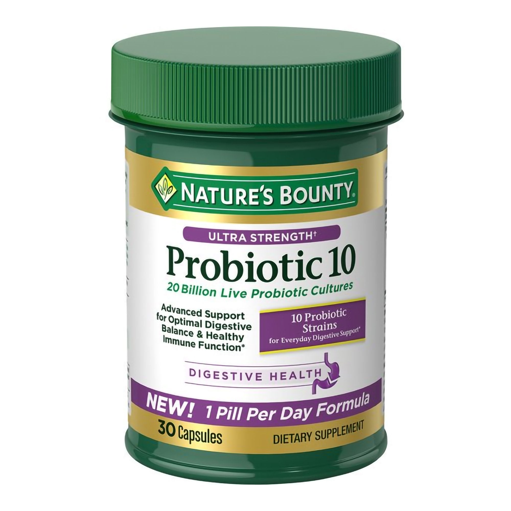 Probiotic Dietary Supplement Nature's Bounty® Ultra Strength Probiotic 10 30 per Bottle Capsule (1 Unit)