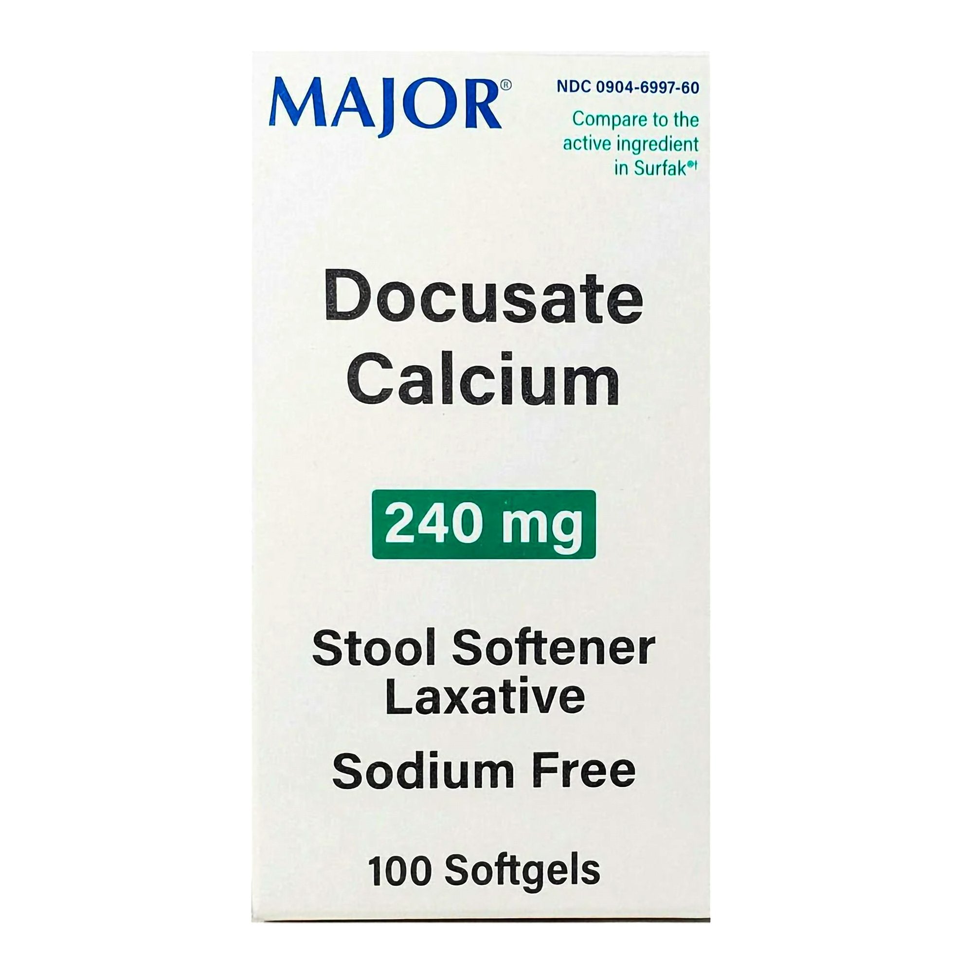 Stool Softener Capsule 100 per Bottle 240 mg Strength Docusate Calcium (1 Unit)