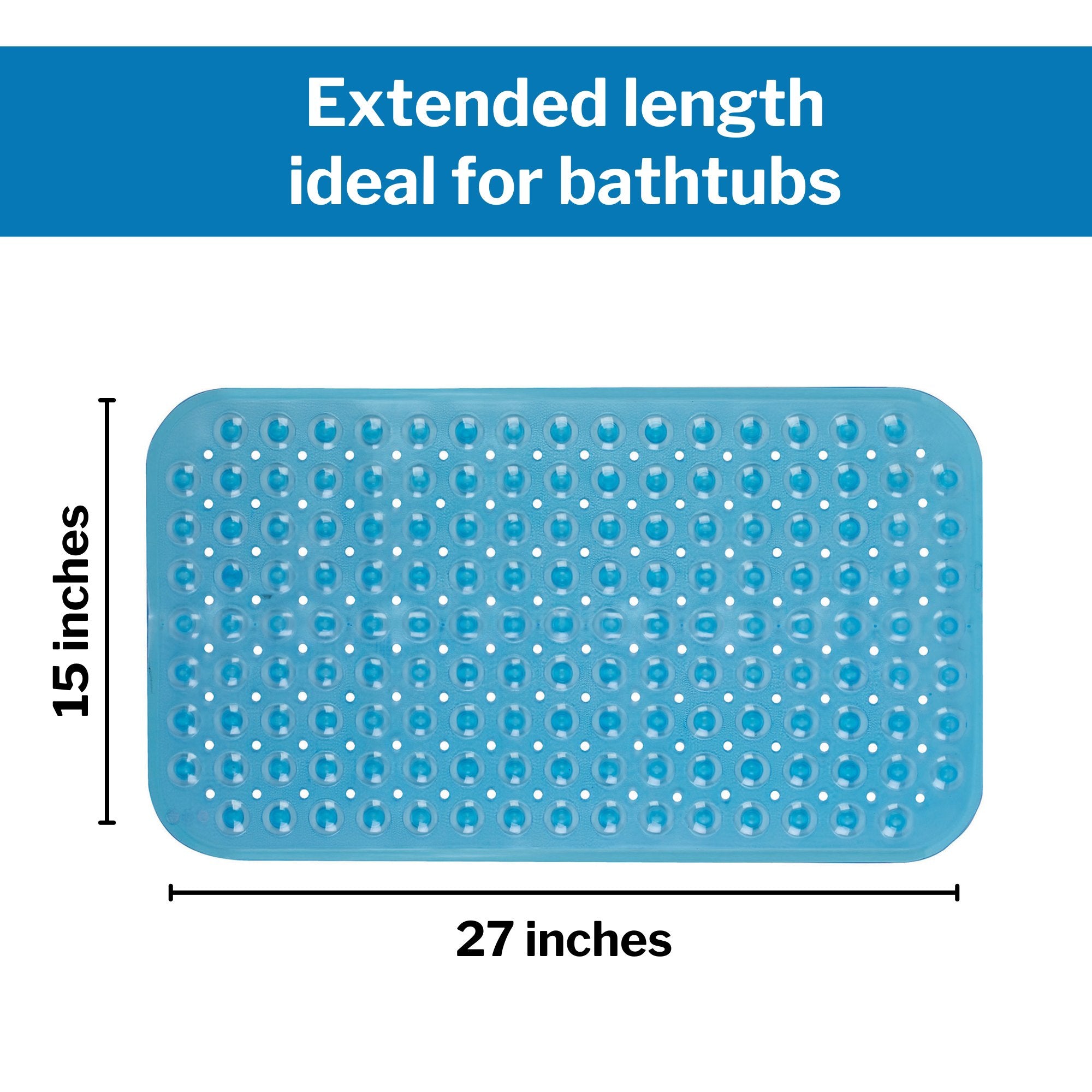 Theracare Non-Slip Bath Mat for Tub, Antifungal - 15 in x 27 in (12 Units)