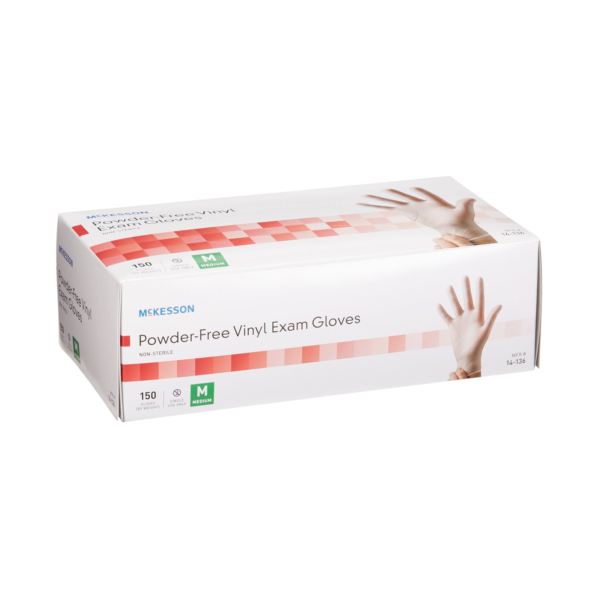 McKesson Vinyl Exam Gloves, Medium, Clear - 150 Pack for Medical Use