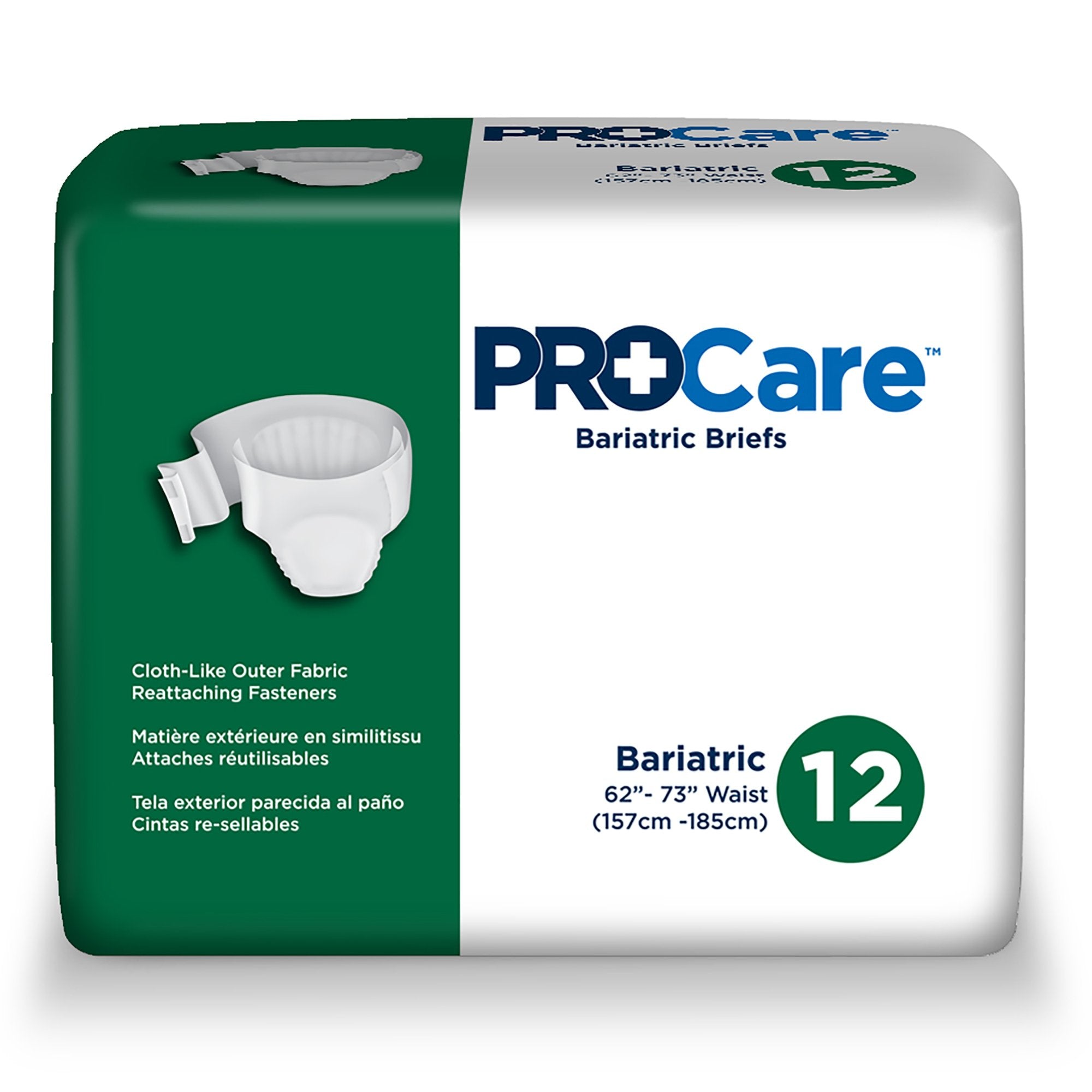 ProCare Unisex Adult Incontinence Brief, Heavy Absorbency, White, 2-XL (12 Units)