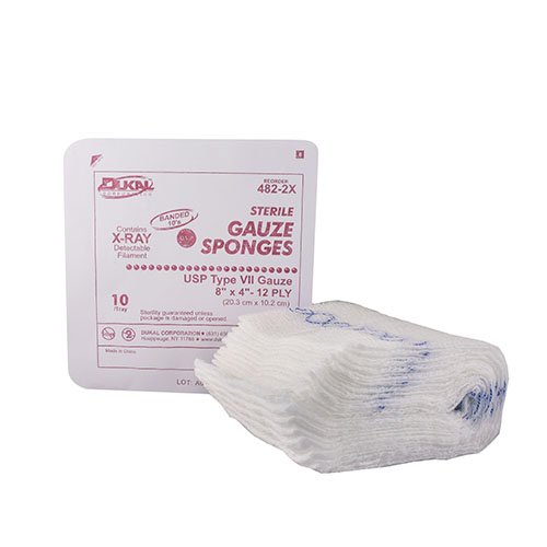 Dukal™ Sterile USP Type VII X-Ray Detectable Gauze Sponge, 4 x 8 Inch (10 Units)