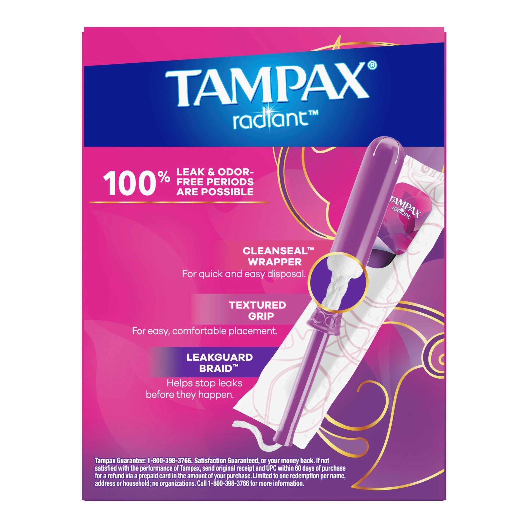 Tampon Tampax® Radiant Regular Absorbency Plastic Applicator Individually Wrapped (1 Unit)