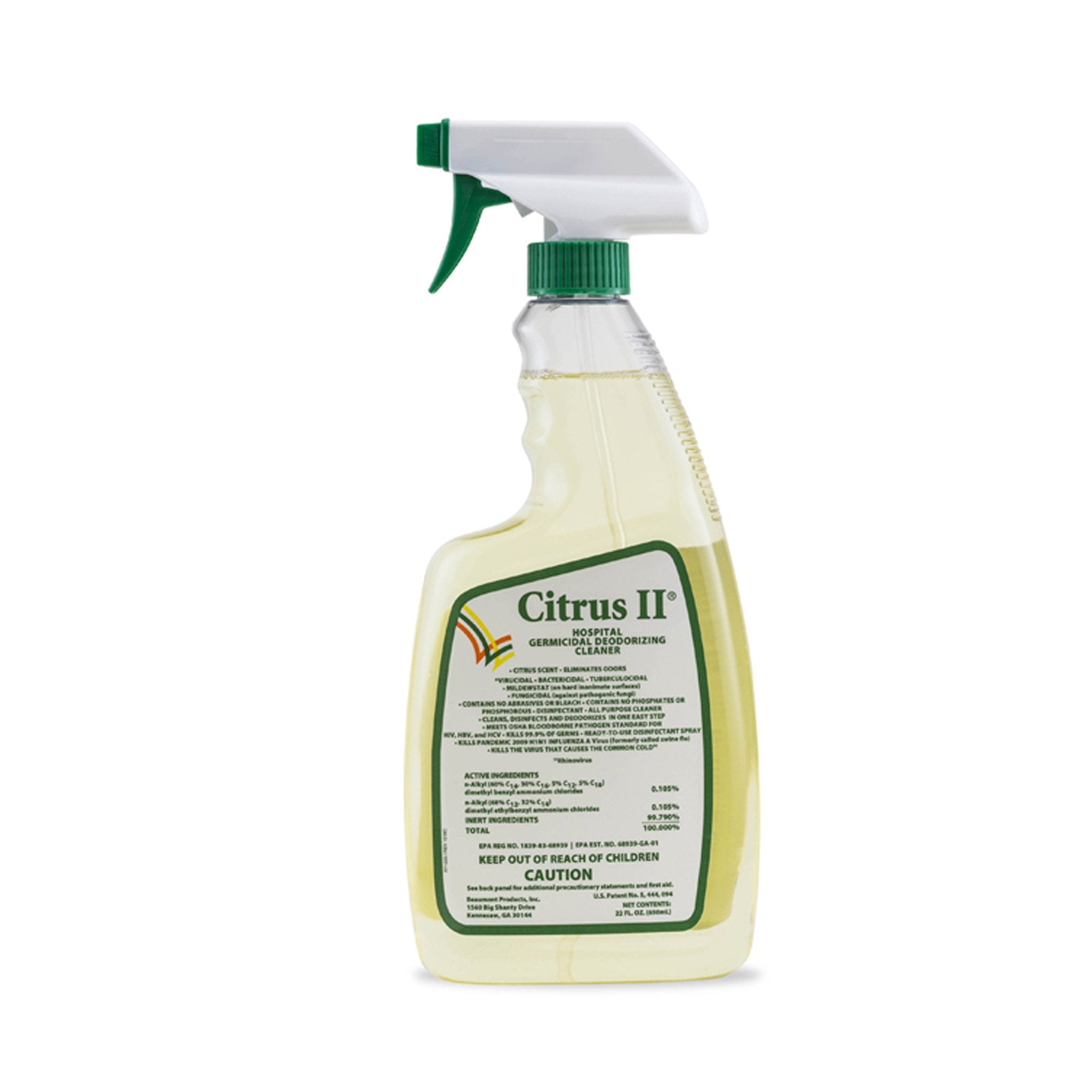 Citrus II® Surface Disinfectant Cleaner, 22 oz Spray Bottle (12 Units)