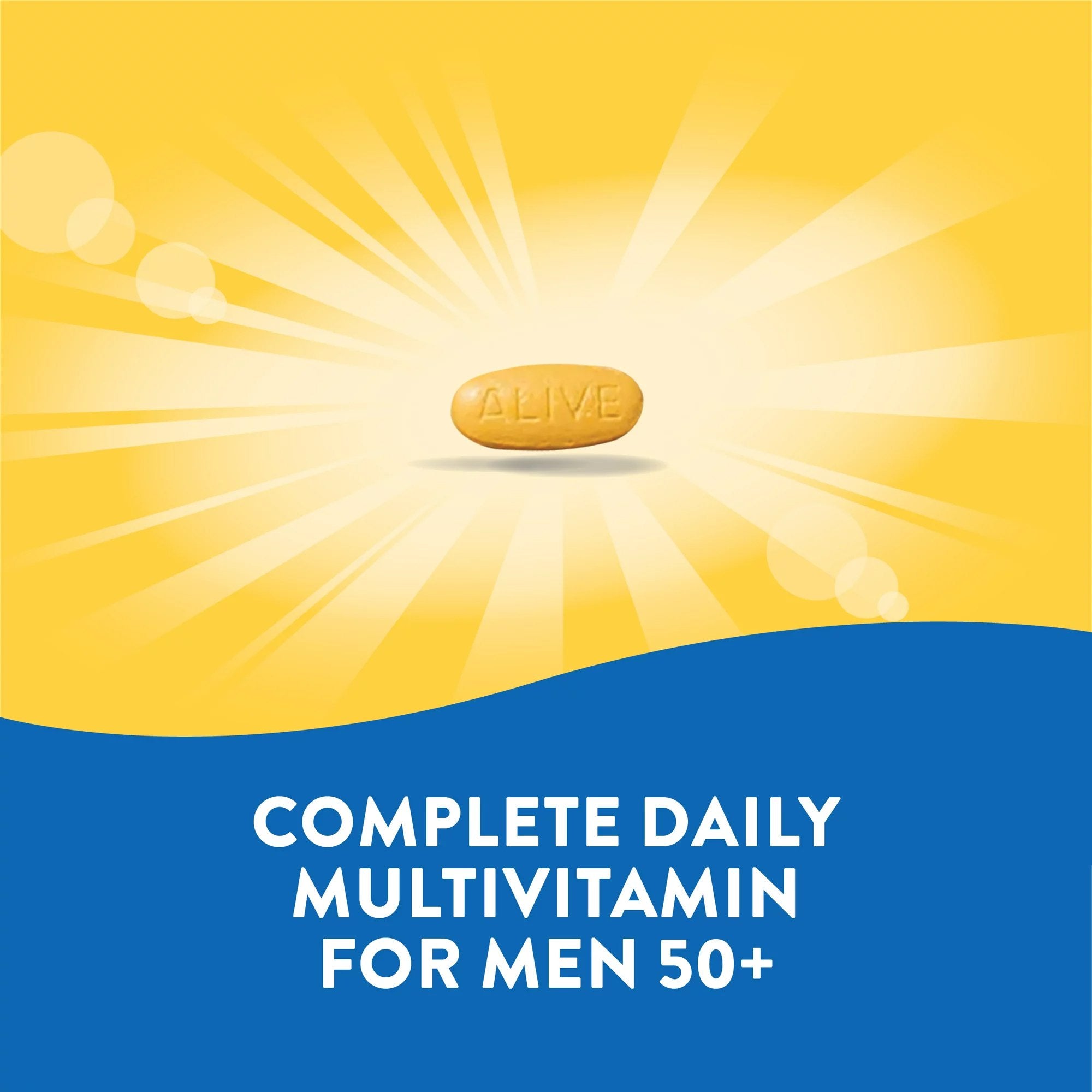 Multivitamin Supplement Alive!® Alive!® Men’s 50+ Vitamin A / Vitamin C 900 mcg / 180 mg Strength Tablet (50 Units)