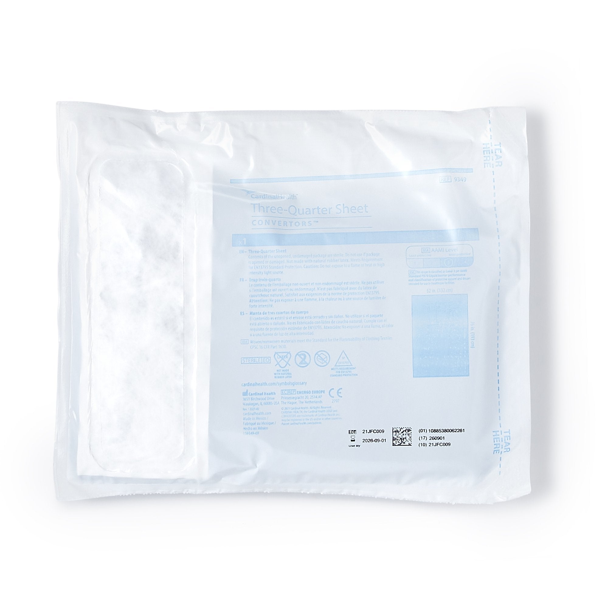 Cardinal Health Sterile Three-Quarter General Purpose Drape, 57 x 76 Inch (20 Units)