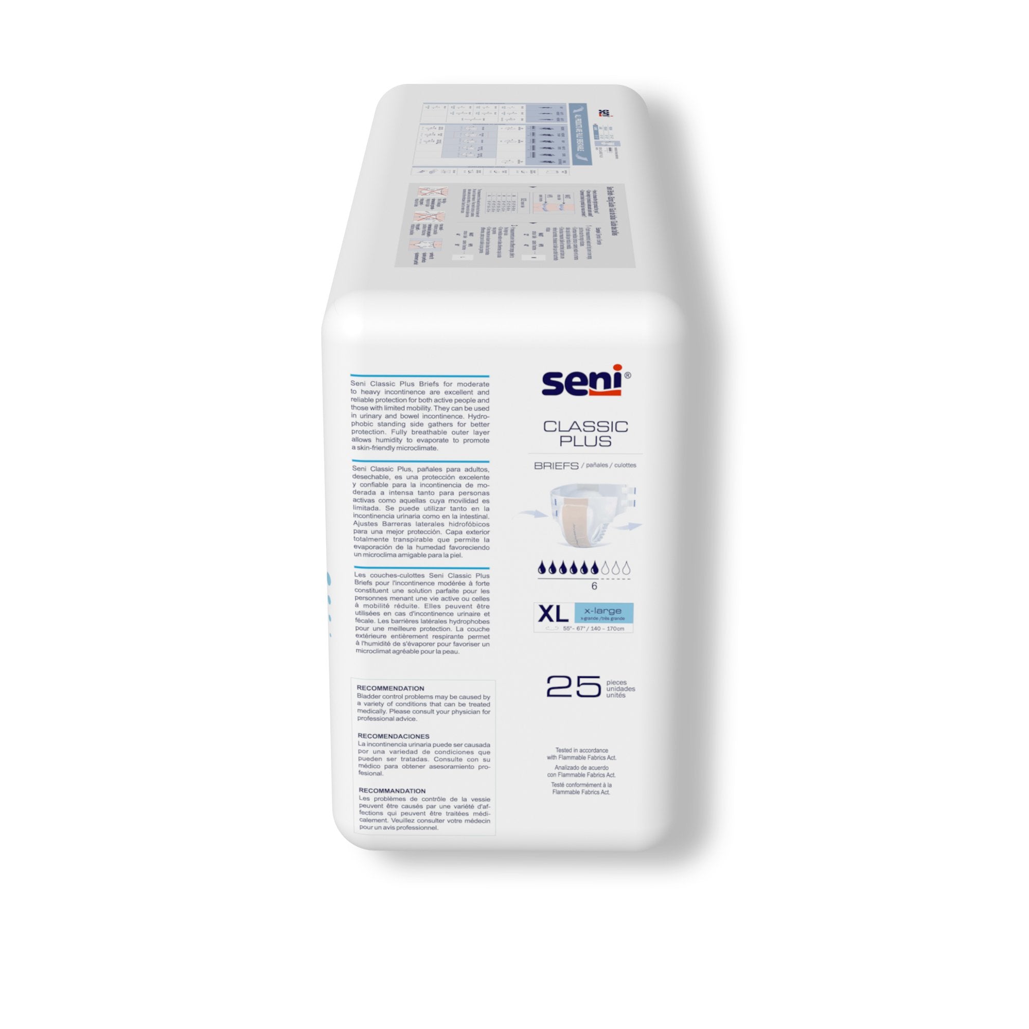 Seni® Classic Plus Moderate to Heavy Absorbency Incontinence Brief, X-Large (25 Units)