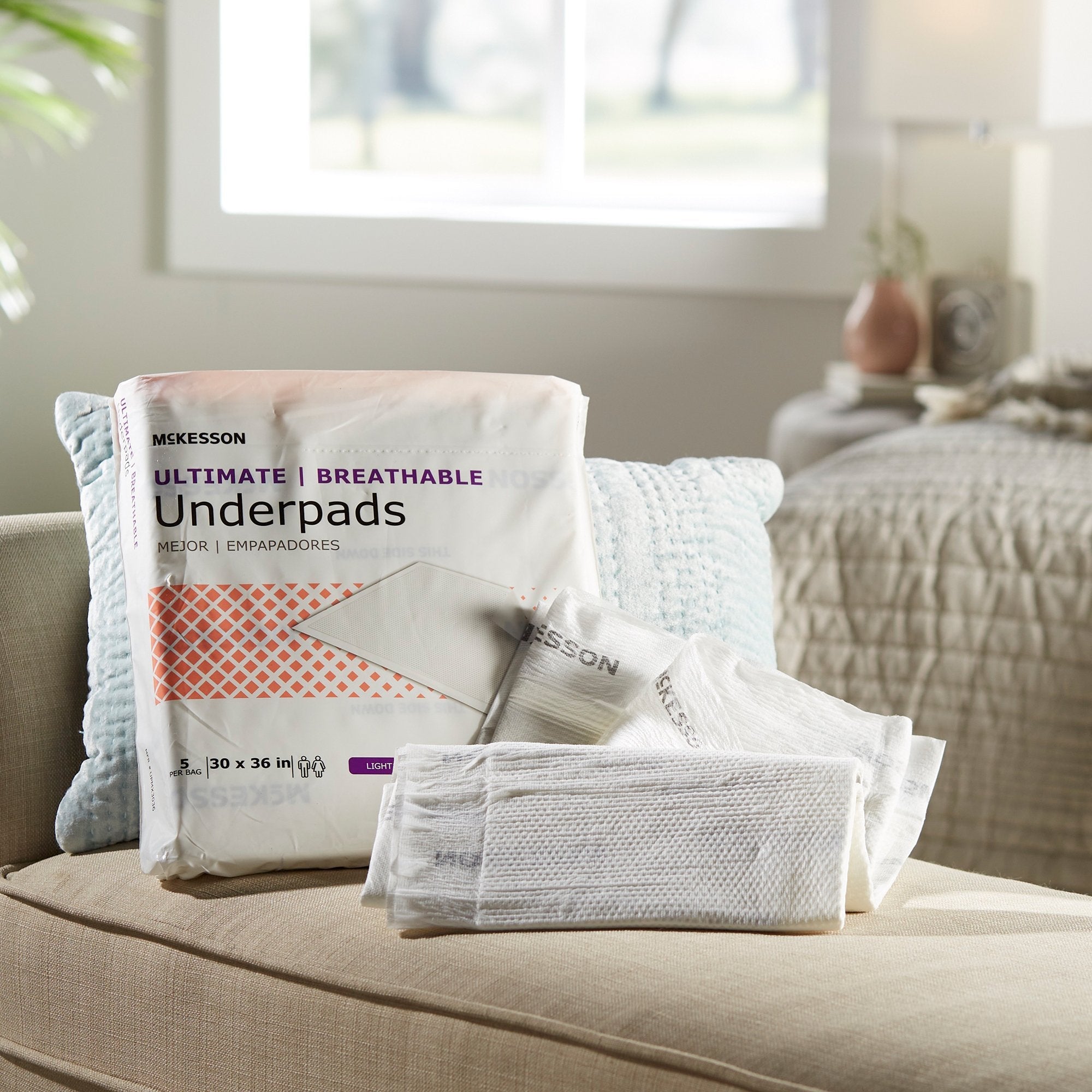 McKesson Ultimate Breathable Underpads, 30x36, Heavy Absorbency, 5-Pack