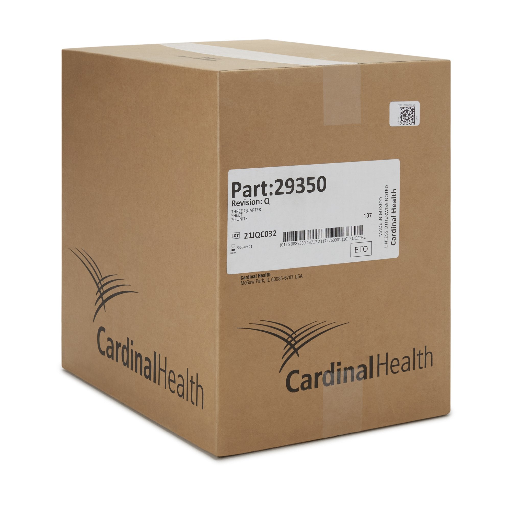 Cardinal Health Sterile Three-Quarter General Purpose Drape, 56 x 77 Inch (20 Units)