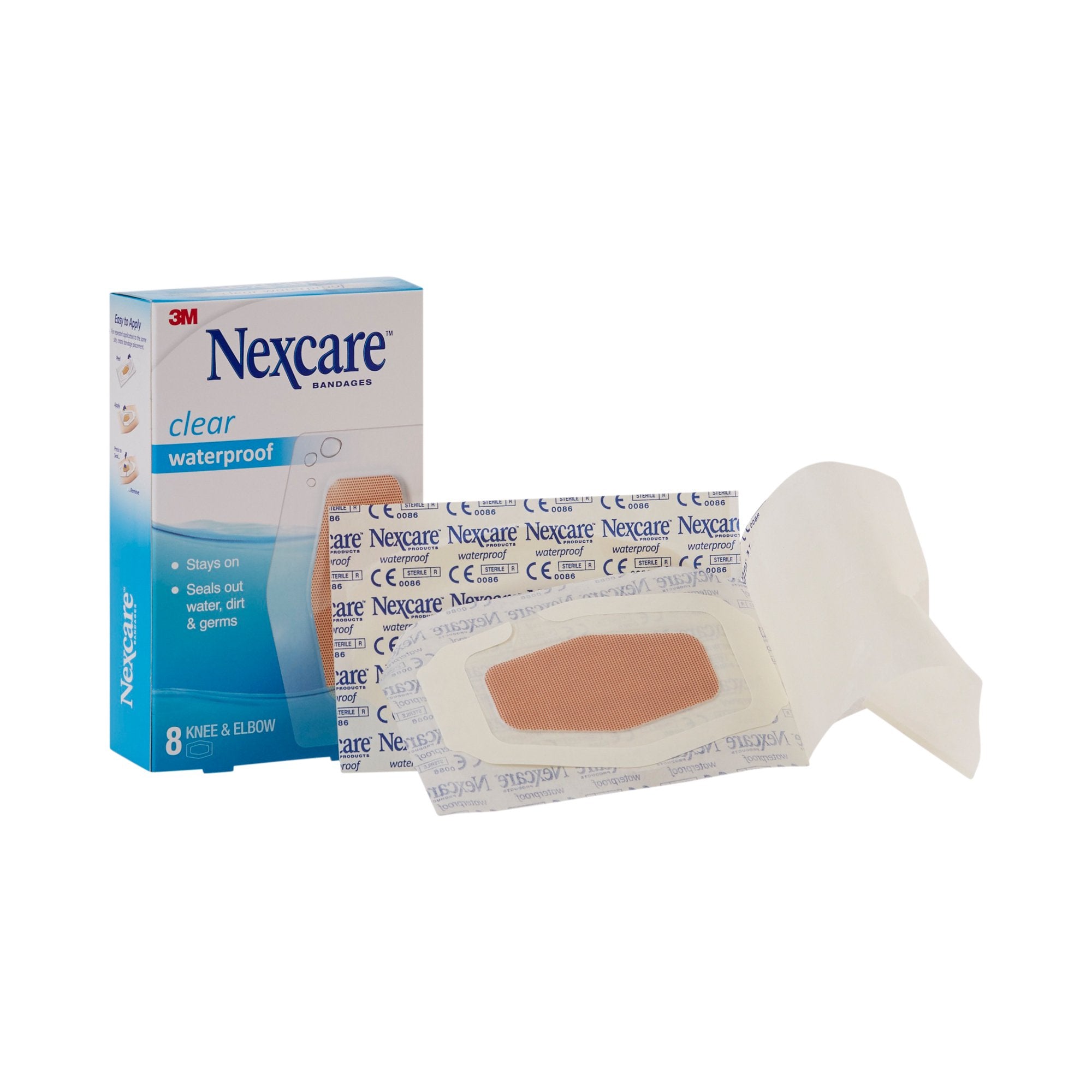 Nexcare™ Waterproof Knee / Elbow Sheer Adhesive Strip, 2-3/8 x 3½ Inch (8 Units)