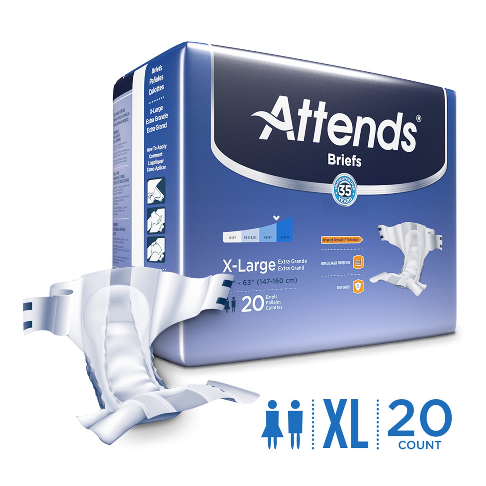 Attends Briefs XL Heavy Absorbency Adult Incontinence Aid - 20 Pack