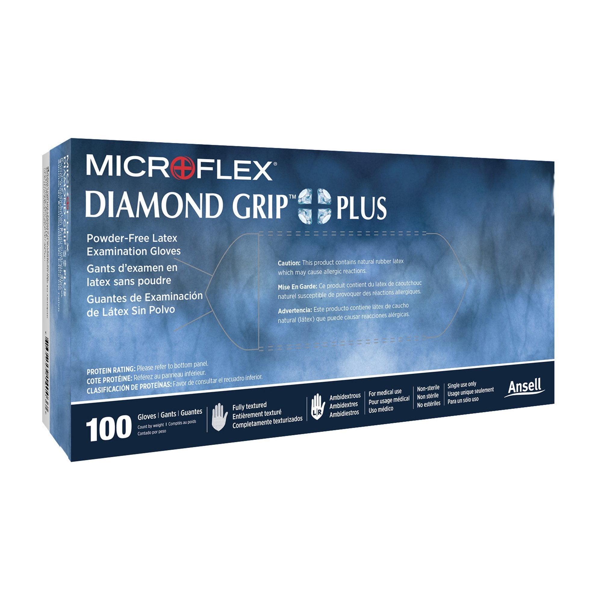 Microflex® Diamond Grip Plus™ Latex Gloves, Large, White (1000 Units)