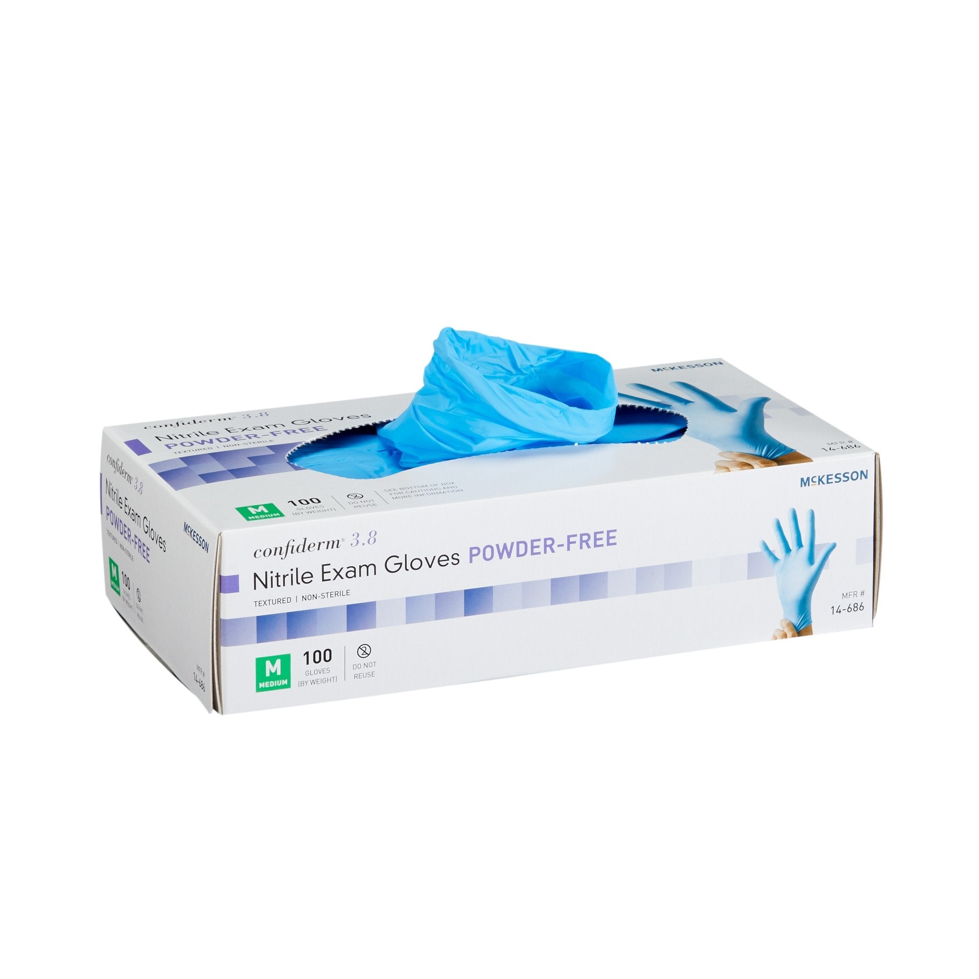McKesson Confiderm 3.8 Medium Nitrile Exam Gloves, Blue - 100 Pack
