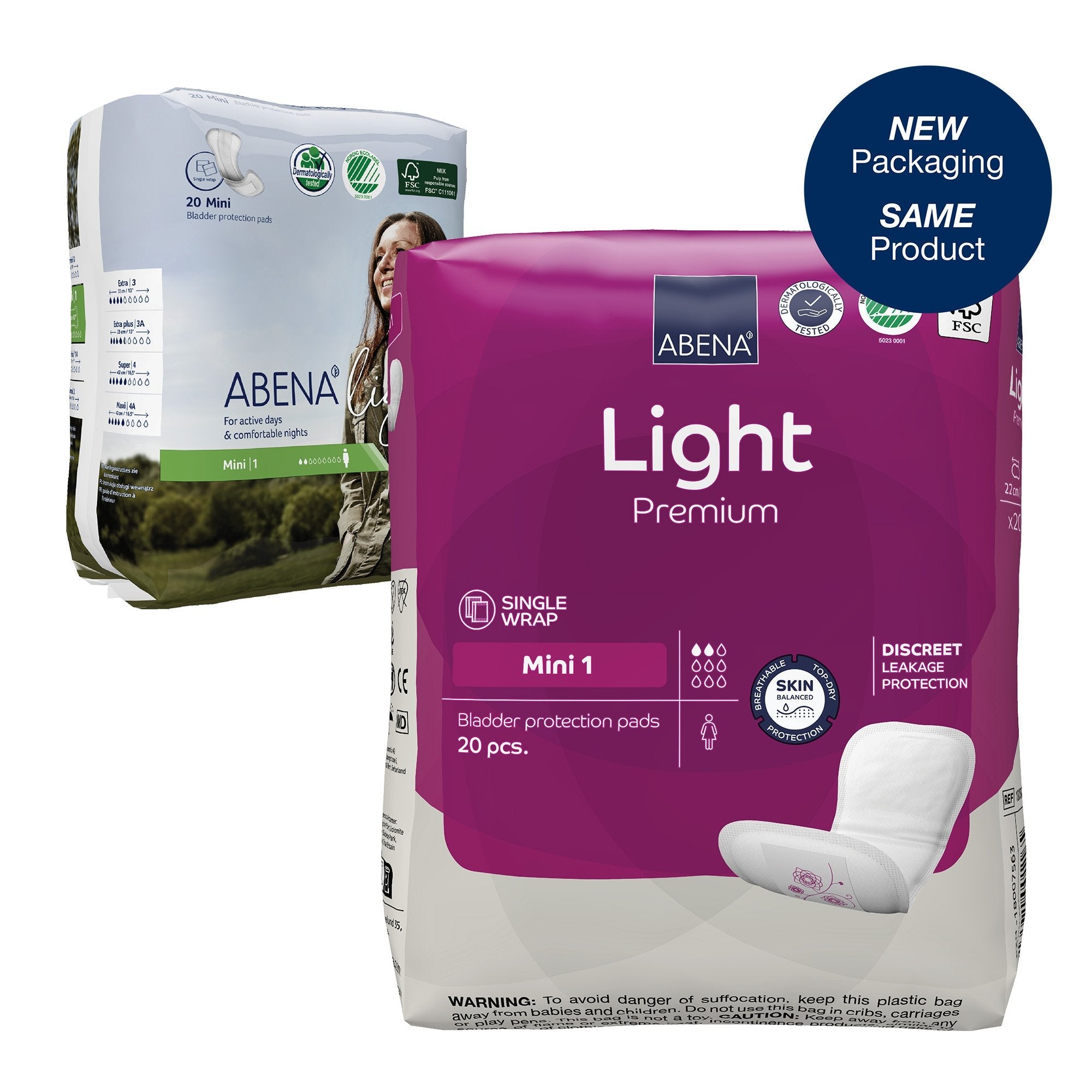 Abena® Light Premium Bladder Protection Pads, Mini 1 (20 Units)