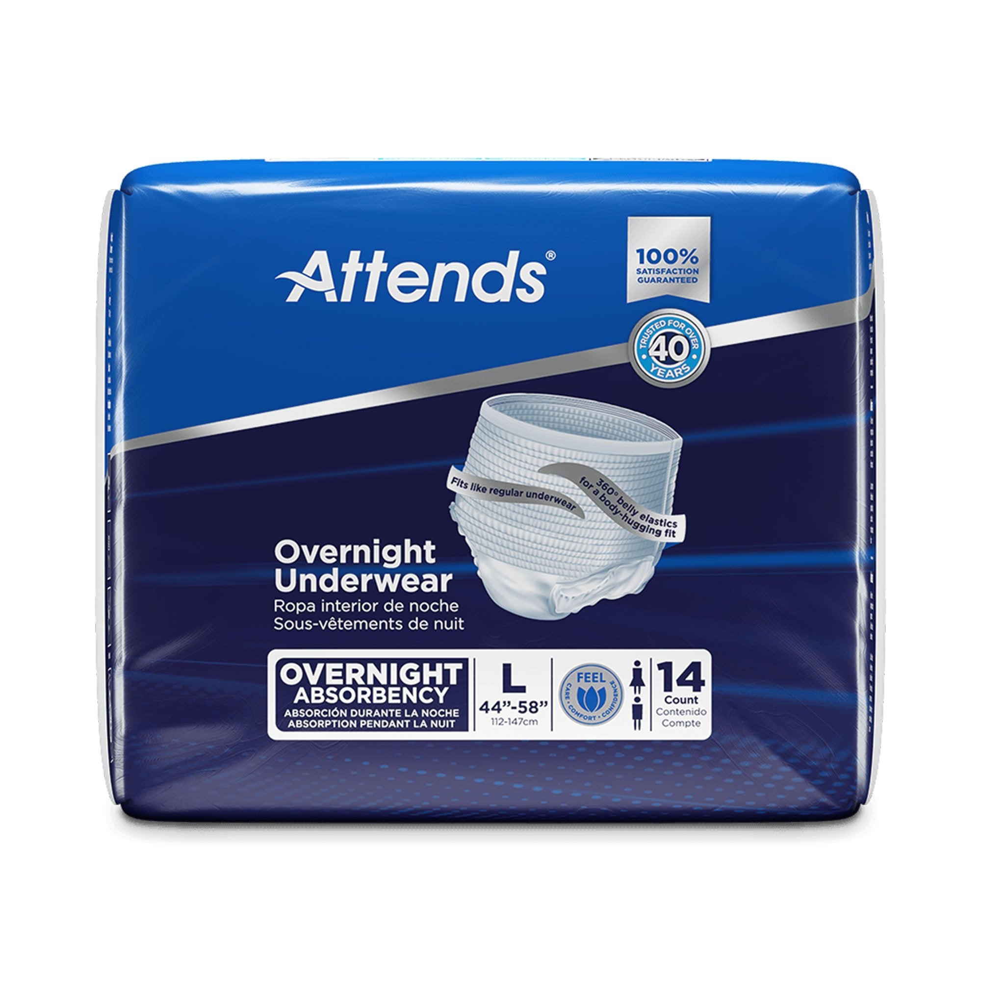 Attends® Overnight Underwear with Extended Wear Protection, Large (14 Units)