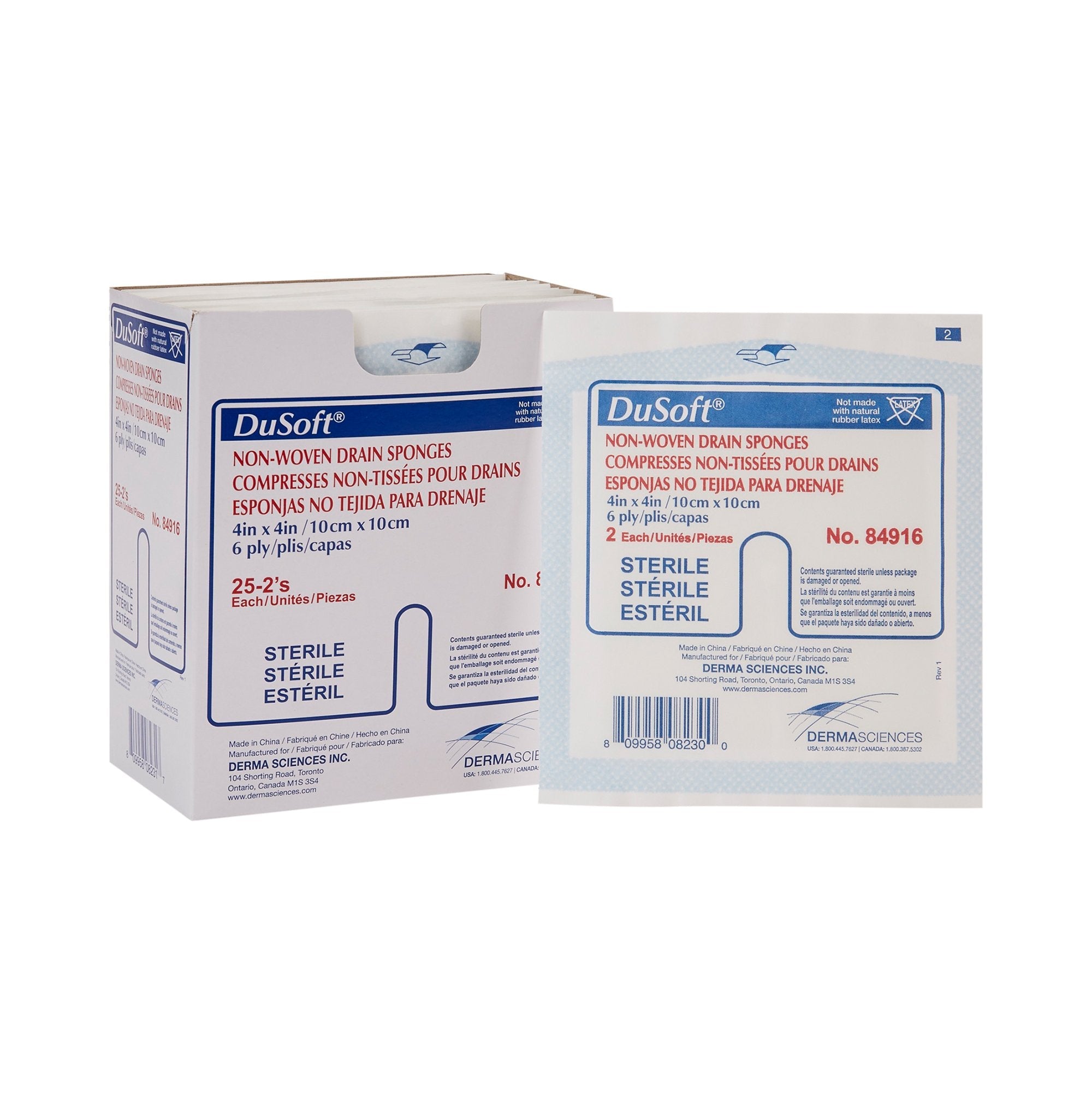 Dumex IV/Drain Split Dressing, 4 x 4 Inch (25 Units)