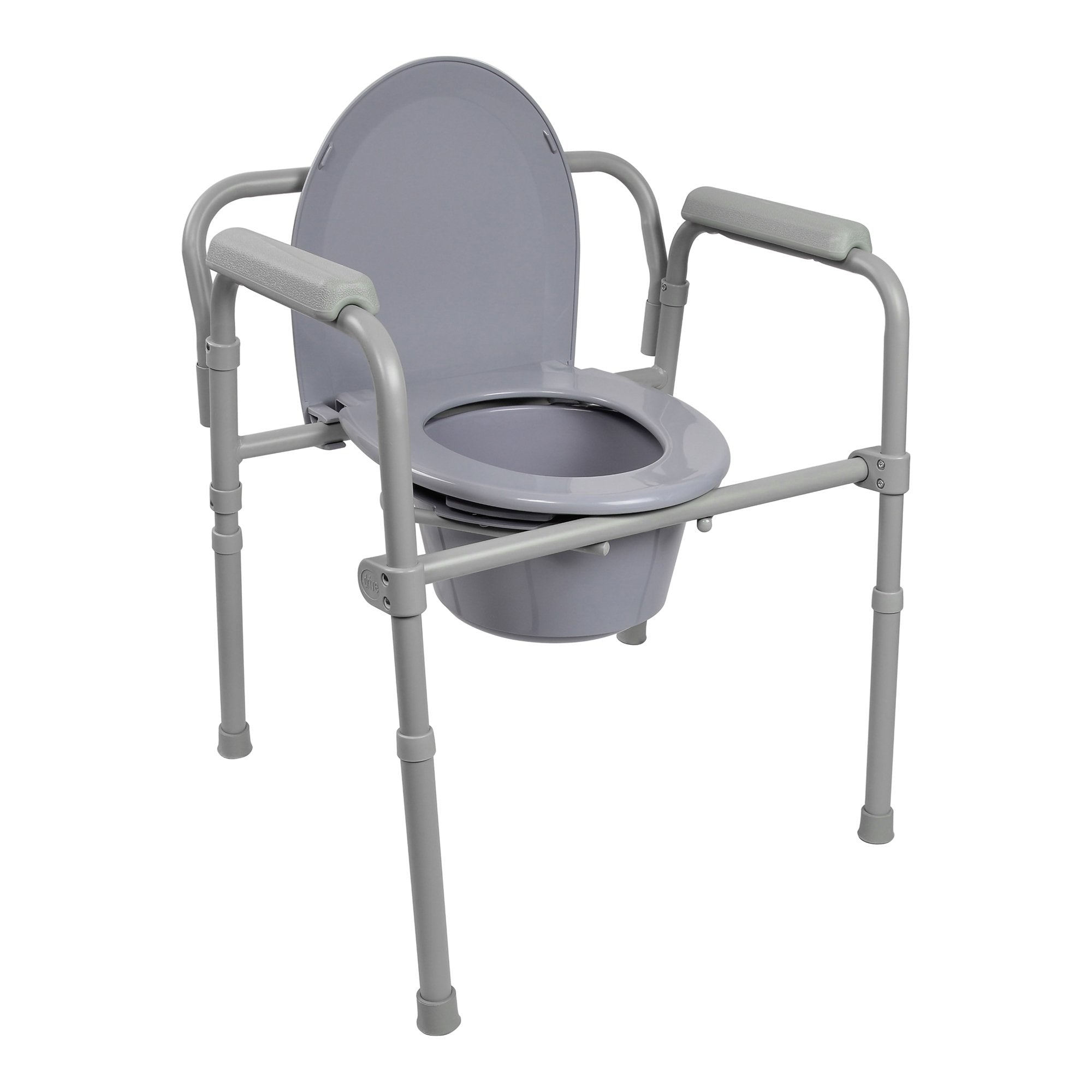 McKesson Steel Folding Commode Chair - Adjustable, Portable, 350lb Capacity