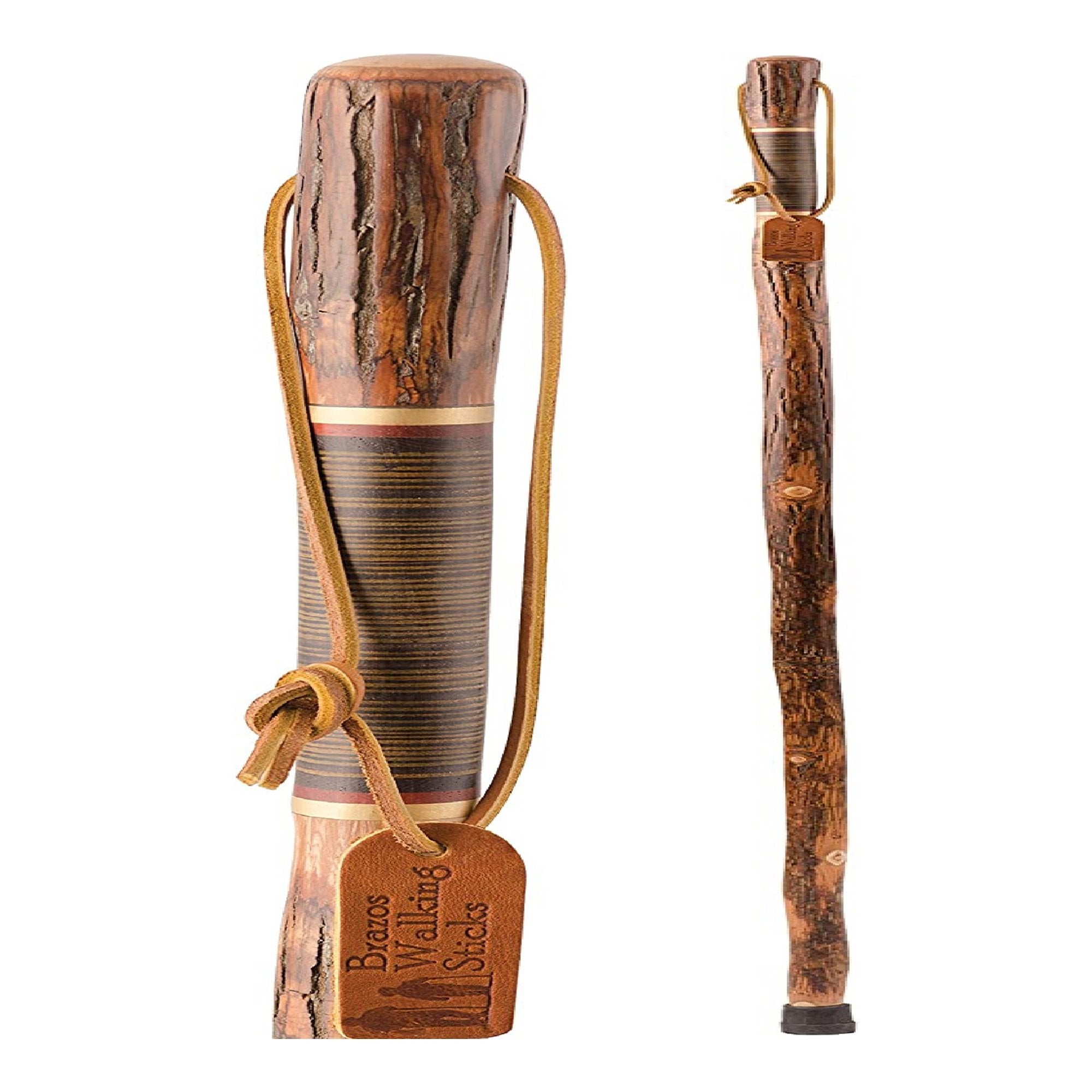 Brazos™ Exotic Leather Safari Hickory Rustic Walking Stick, 58-Inch (1 Unit)