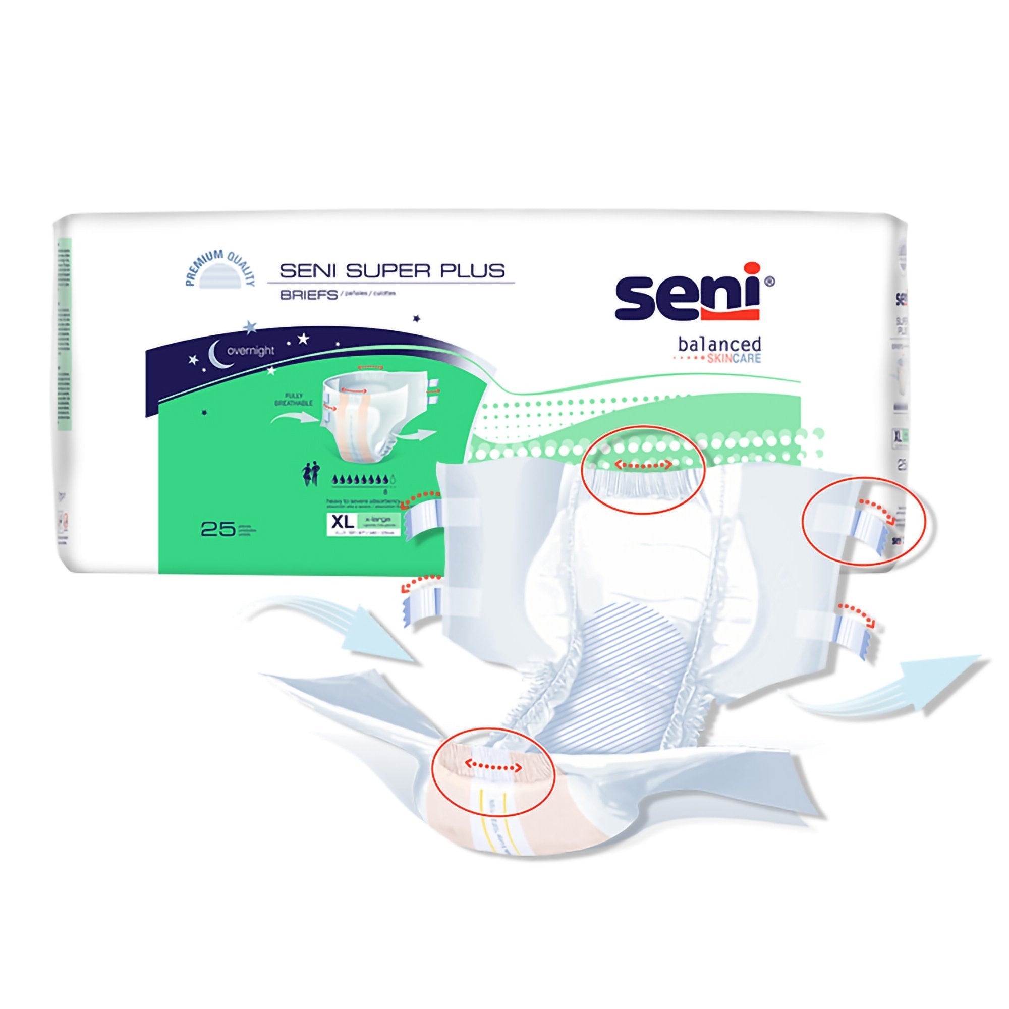 Seni® Super Plus Severe Absorbency Incontinence Brief, Extra Large (25 Units)