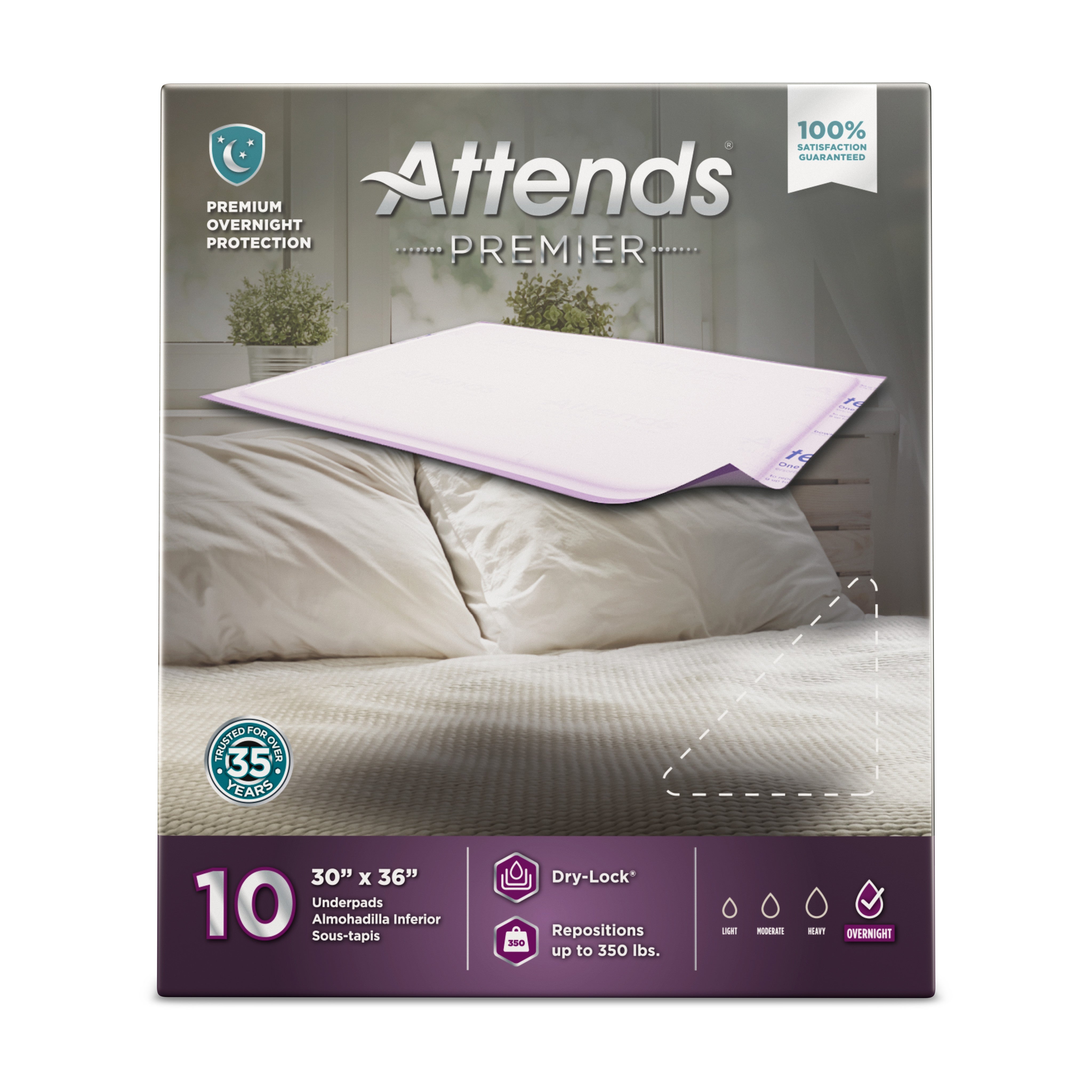 Attends Premier Underpad 30x36" - Heavy Absorbency, 10-Pack