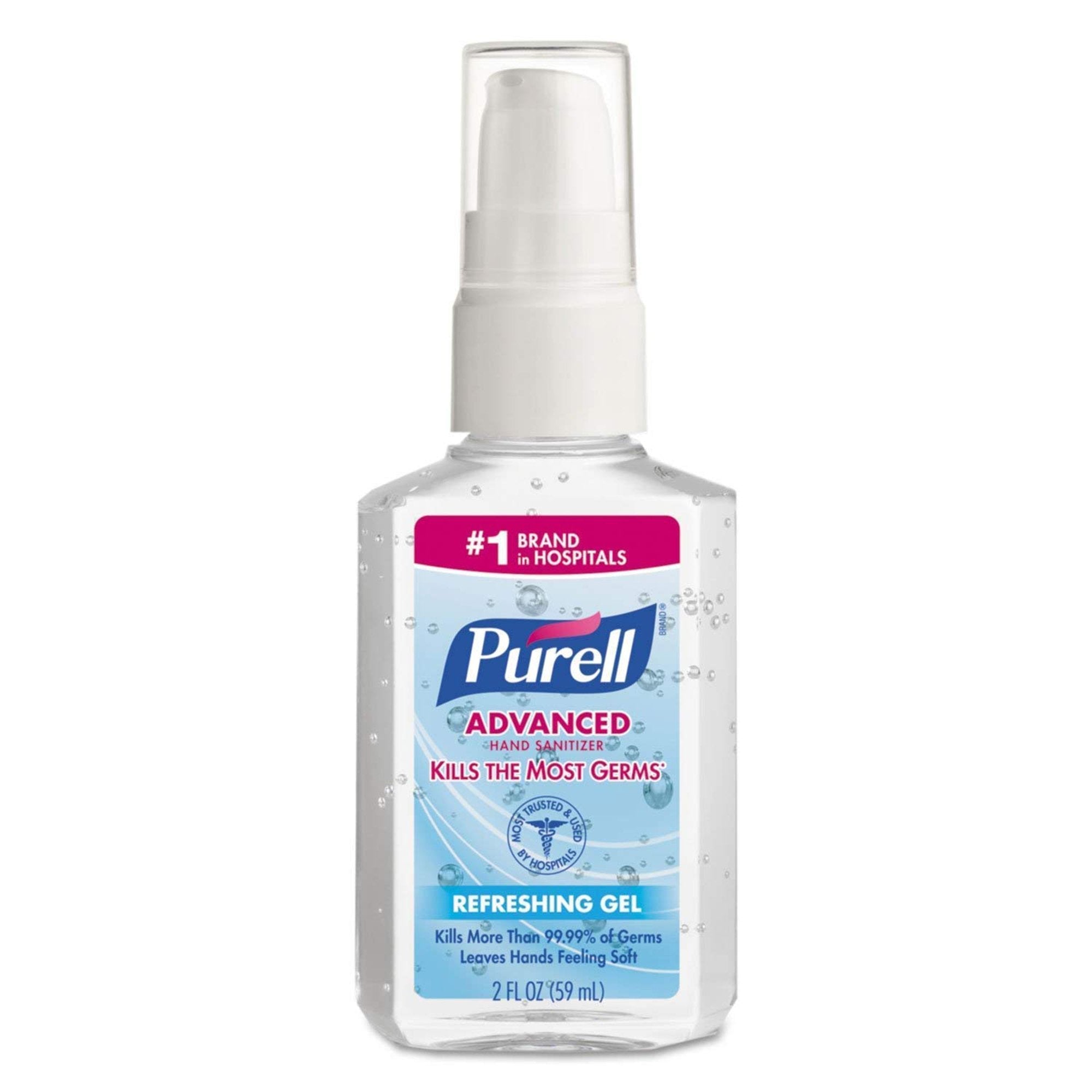 Purell Advanced Hand Sanitizer 70% Ethyl Alcohol Gel, Pump Bottle, 2 oz (24 Units)