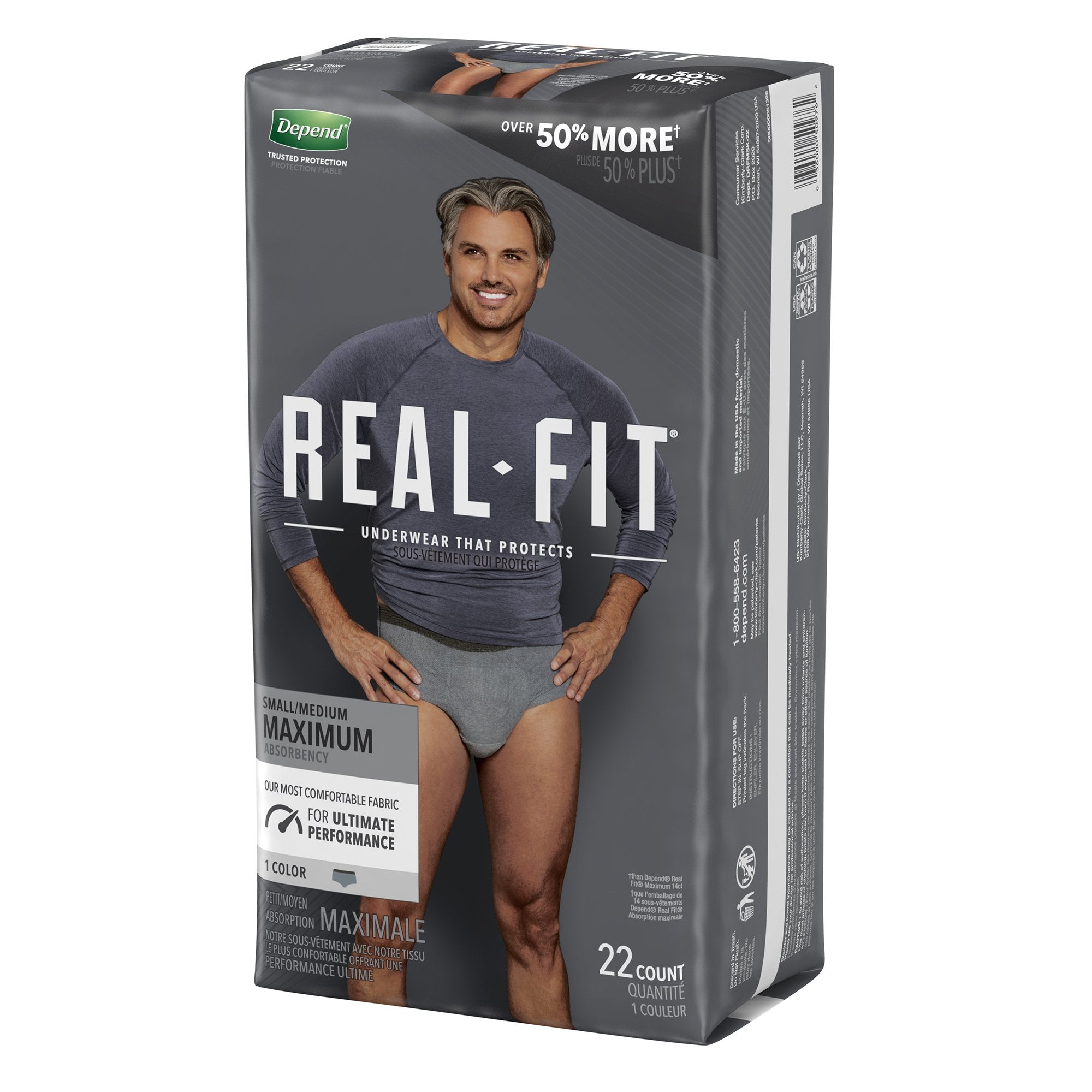 Depend® Real Fit® Maximum Absorbent Underwear, Small / Medium, 22 per Package (22 Units)